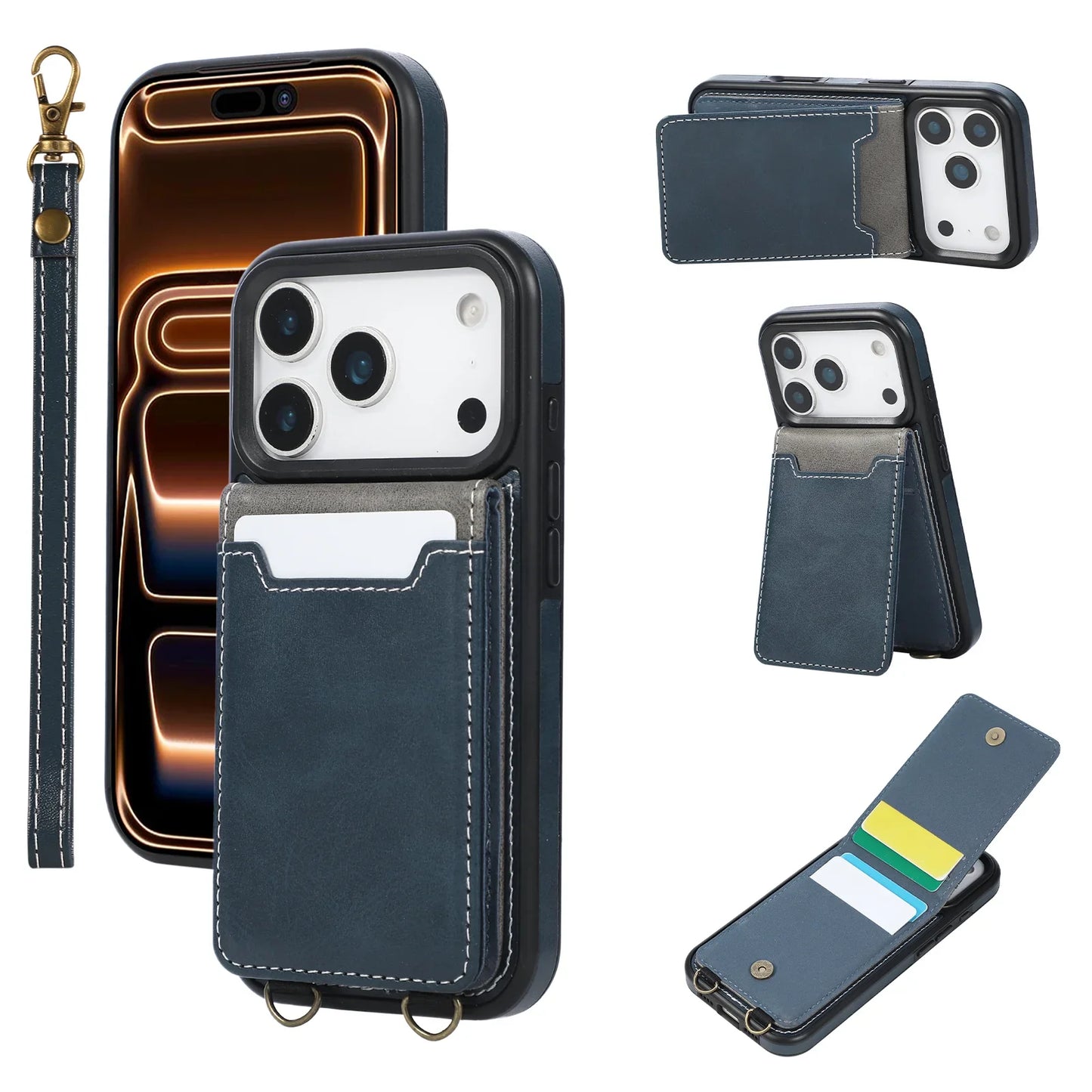 Phoenix Bespoke™: Retro Color-Block Wallet Case with Ring Stand & Wrist Strap for Google Pixel 9/8 by Phoenix Tree Studio