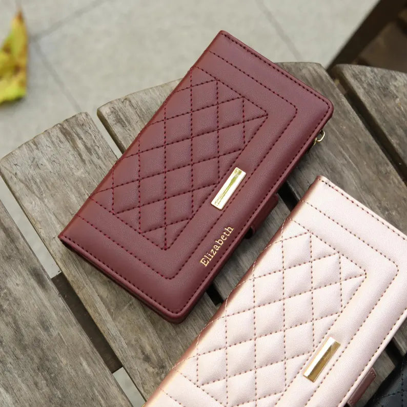 Phoenix Bespoke™: Luxury Quilted Crossbody Wallet Case with Zipper & Custom Stamping for Google Pixel 9/8/7 by Phoenix Tree Studio