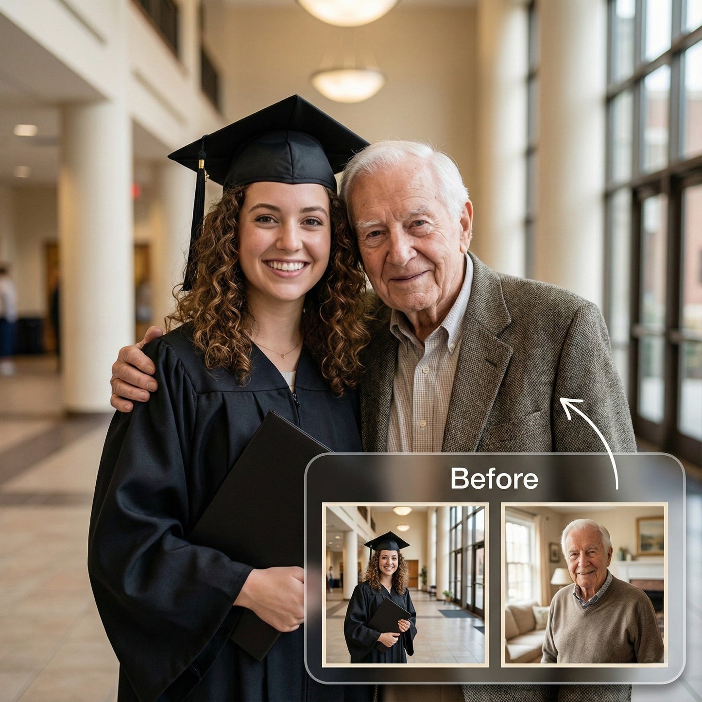 Add Missing Family to Graduation Photo - Realistic Campus Portrait Merge by Phoenix Tree Studio