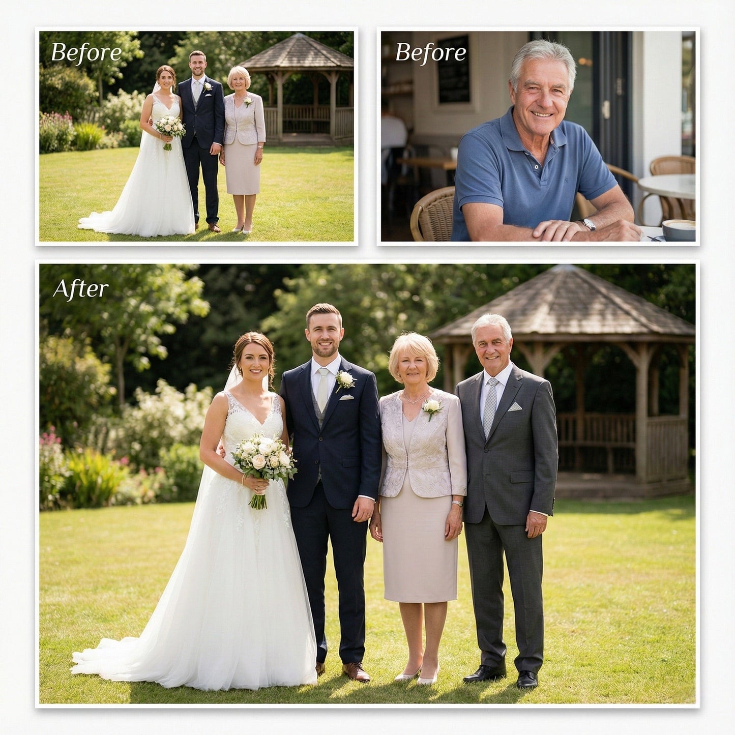 Add Deceased Loved One to Wedding Photo - Realistic Memorial Portrait & Outfit Change by Phoenix Tree Studio