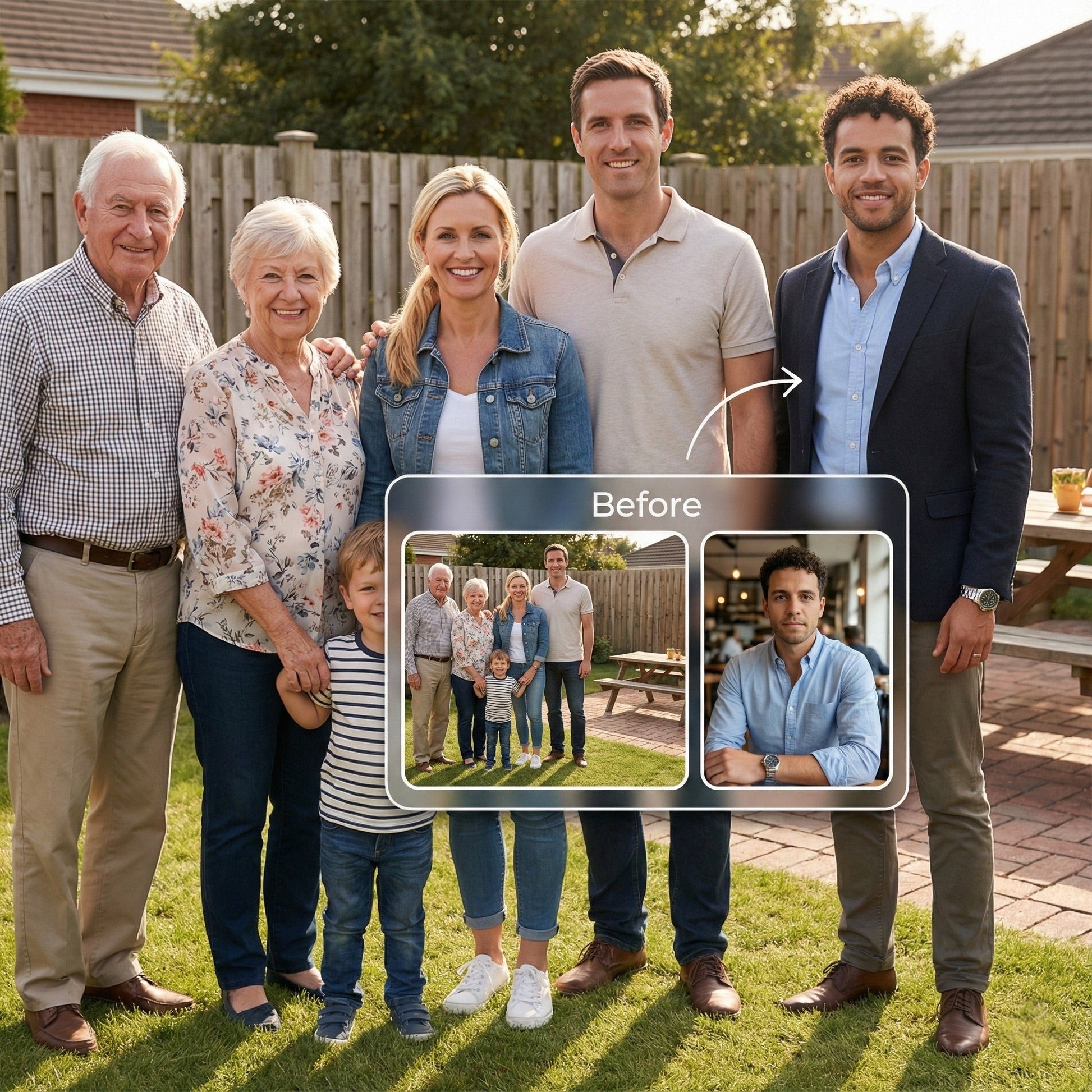 Add Person to Family Photo - Realistic Outdoor & Garden Portrait Merge by Phoenix Tree Studio