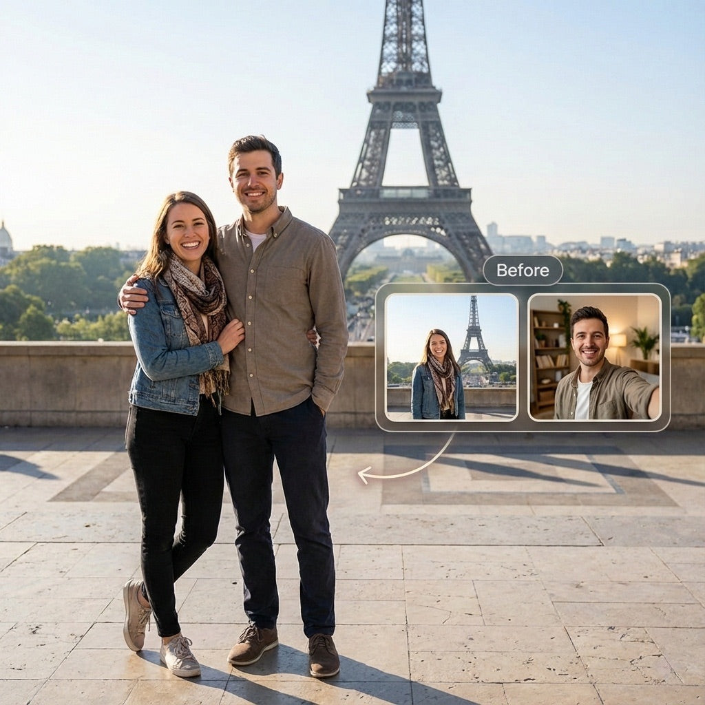 Together Anywhere: Custom Couple Portrait & Realistic Photo Merge Service by Phoenix Tree Studio