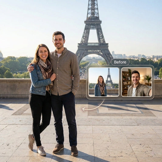 Together Anywhere: Custom Couple Portrait & Realistic Photo Merge Service by Phoenix Tree Studio