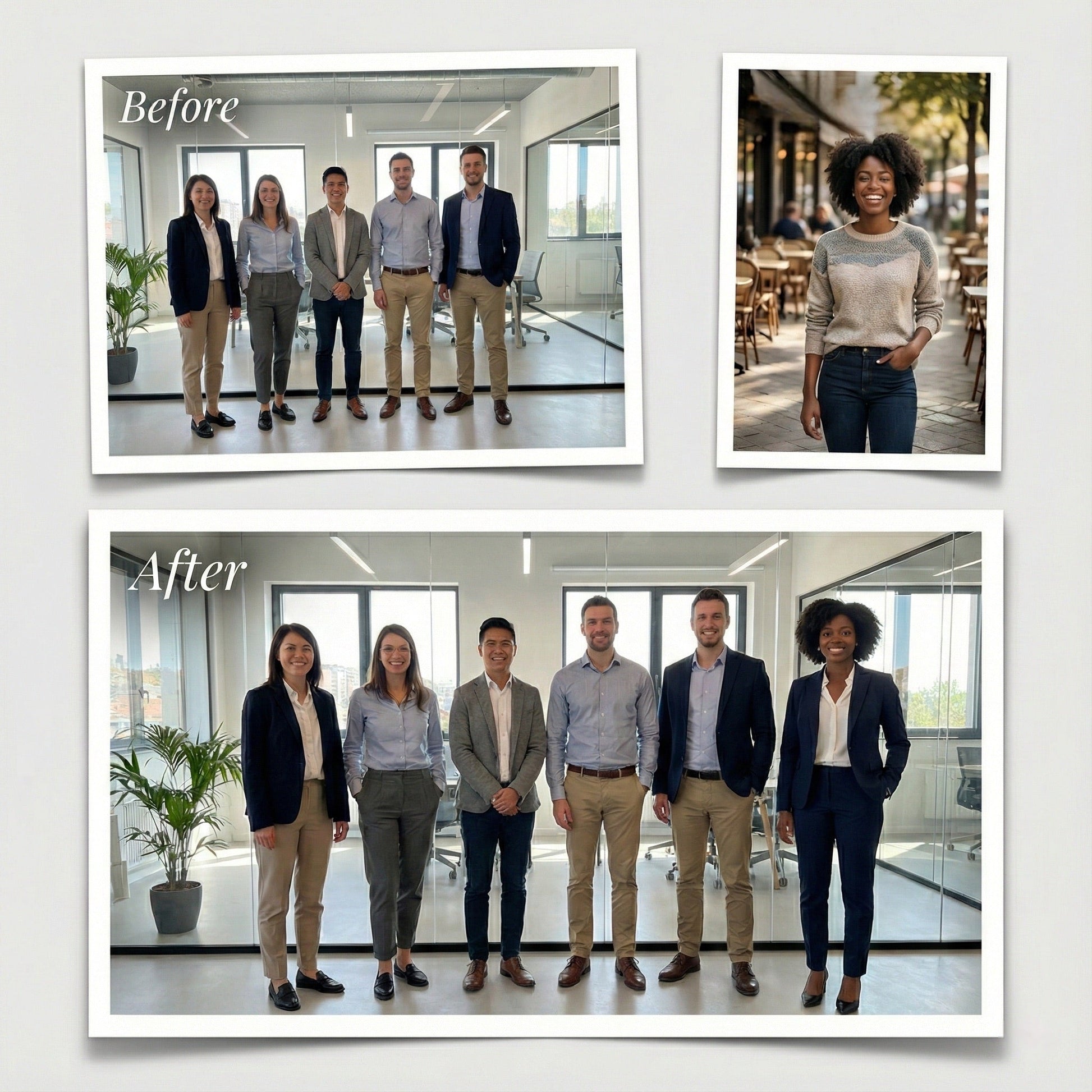 Add Person to Corporate Team Photo - Professional Group Merge & Business Suit Editing by Phoenix Tree Studio
