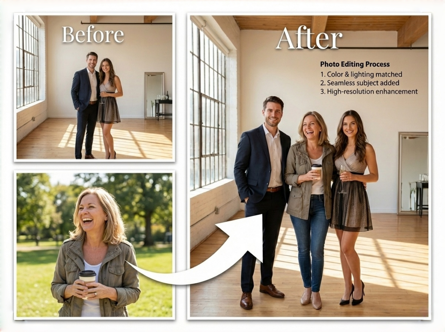 Add Person to Photo & Seamless Merge — Custom Digital Portrait (HD, Print-Ready) by Phoenix Tree Studio