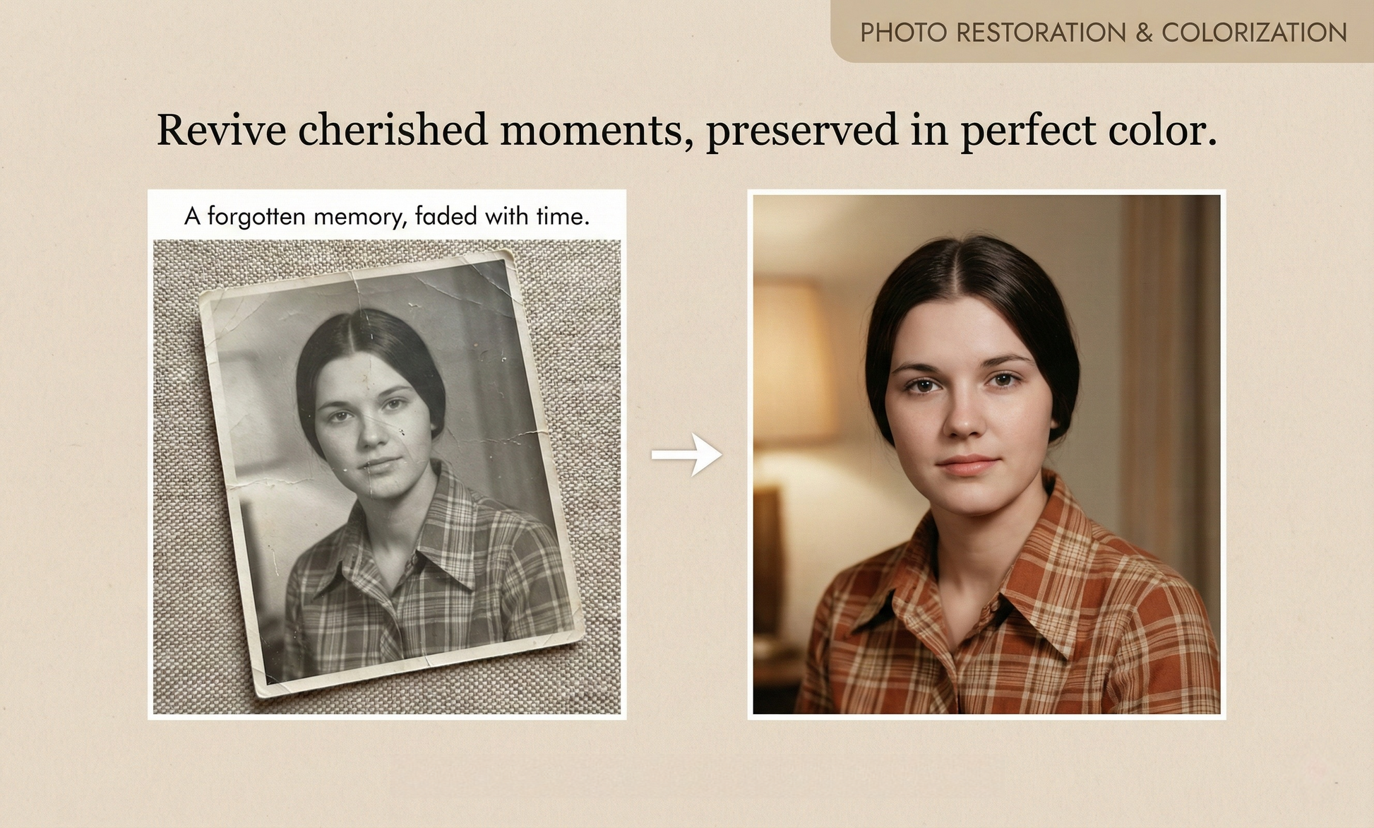 Live Memory™ - Professional Old Photo Restoration & Colorization - Repair Damaged, Faded, Scratched Pictures by Phoenix Tree Studio