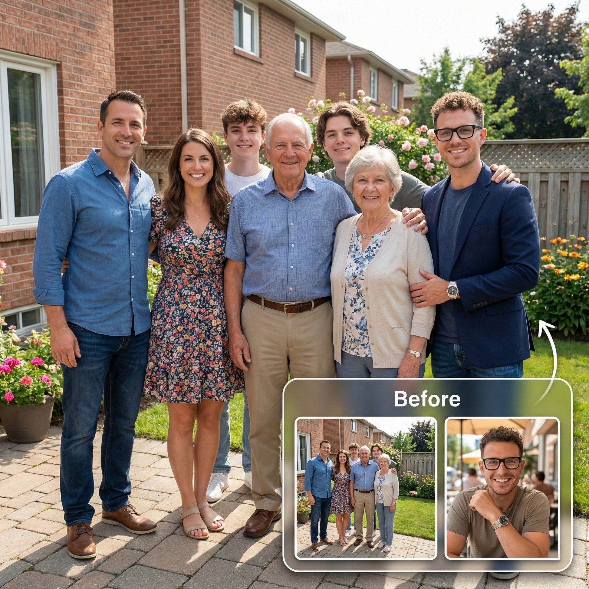 Add Person to Family Photo - Realistic Outdoor & Garden Portrait Merge by Phoenix Tree Studio