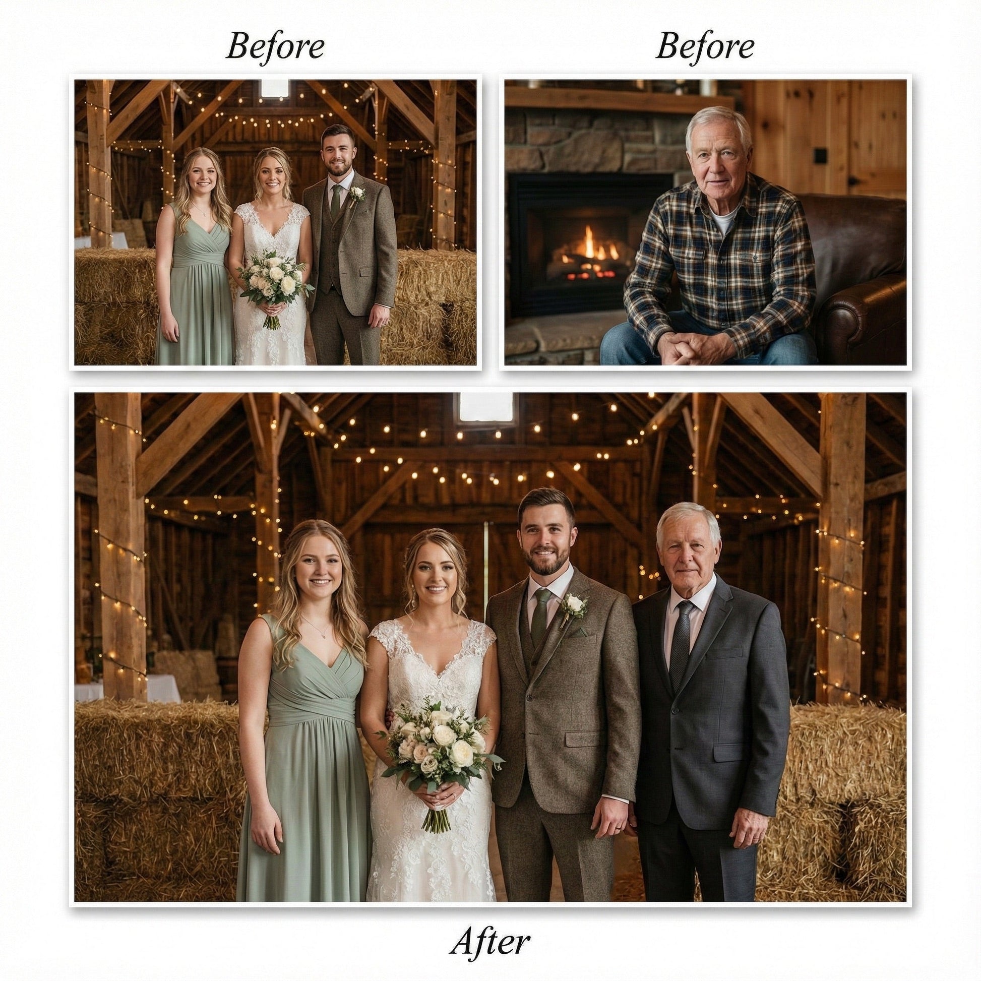 Add Deceased Loved One to Wedding Photo - Realistic Memorial Portrait & Outfit Change by Phoenix Tree Studio