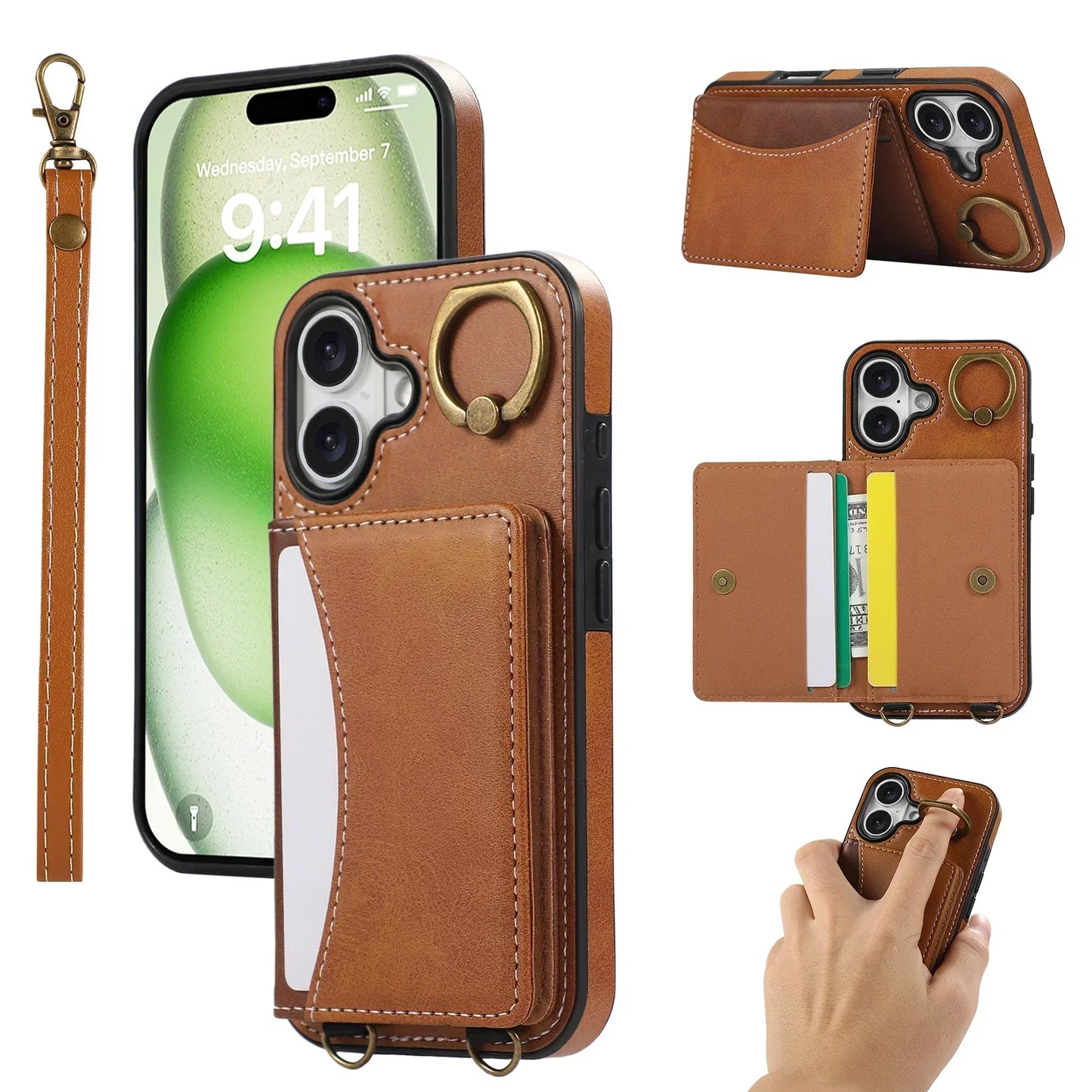 Phoenix Bespoke™: Chic Vegan Leather Wallet Case with Gold Ring for Google Pixel 9/8 by Phoenix Tree Studio