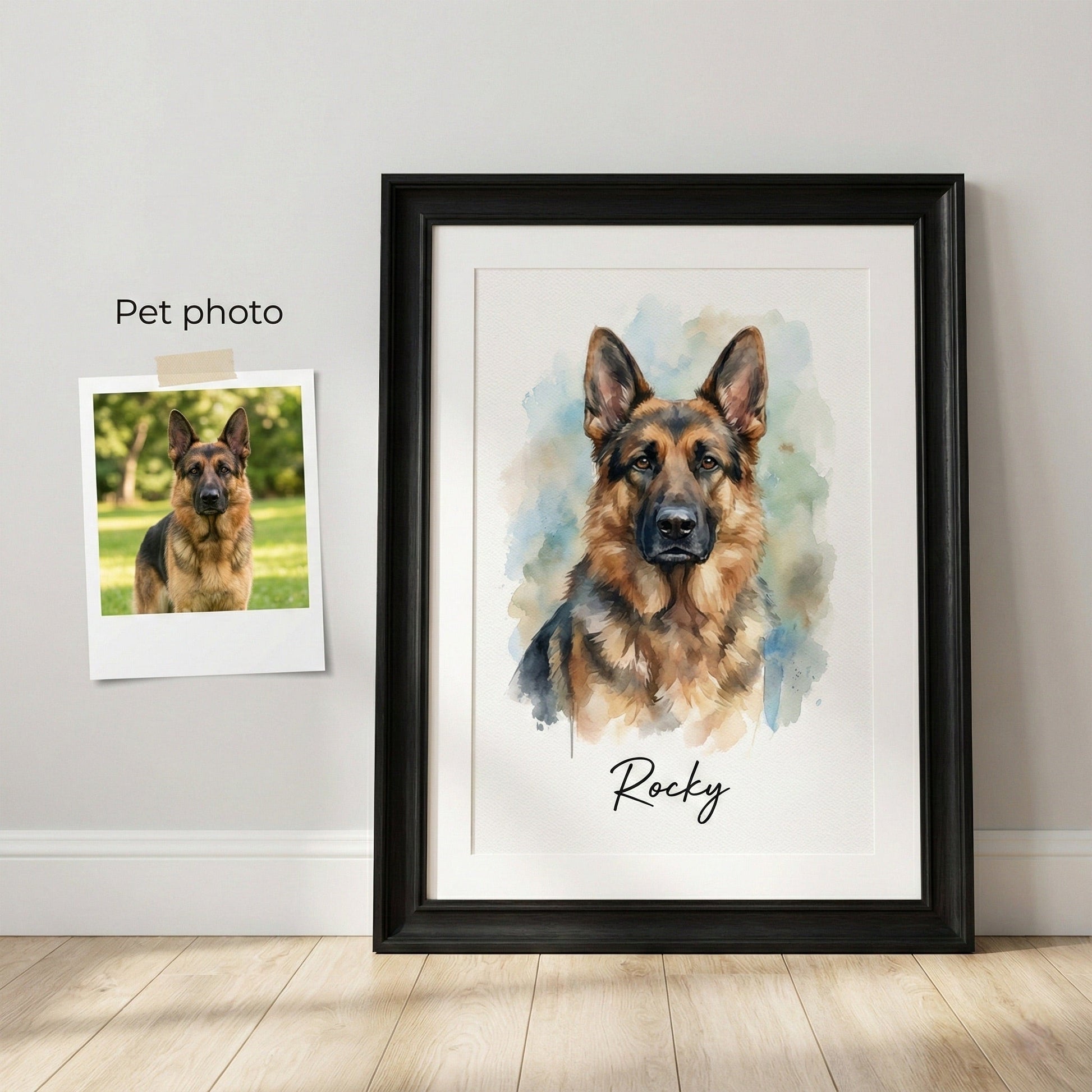 Custom Dog Watercolor Portrait - Digital Art from Dog Photo by Phoenix Tree Studio