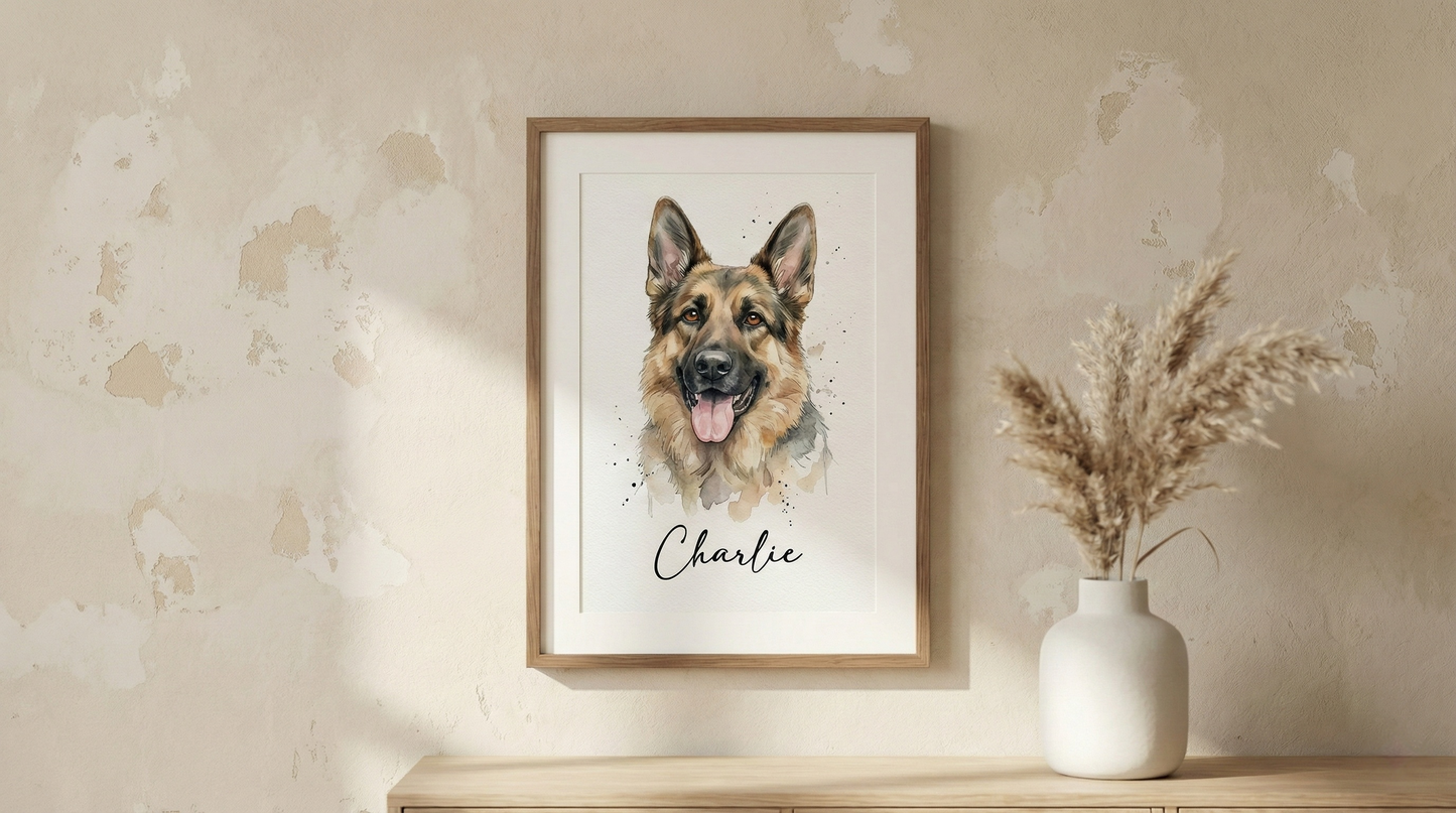 Custom Watercolor Pet Portrait From Photo - Personalized Dog & Cat Art by Phoenix Tree Studio