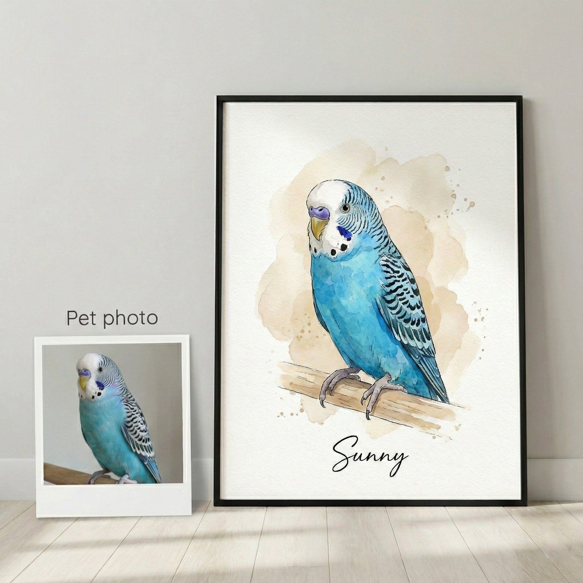 Custom Pet Watercolor Portrait - Any Animal (Rabbit, Bird, Hamster, Horse) - Digital Art by Phoenix Tree Studio