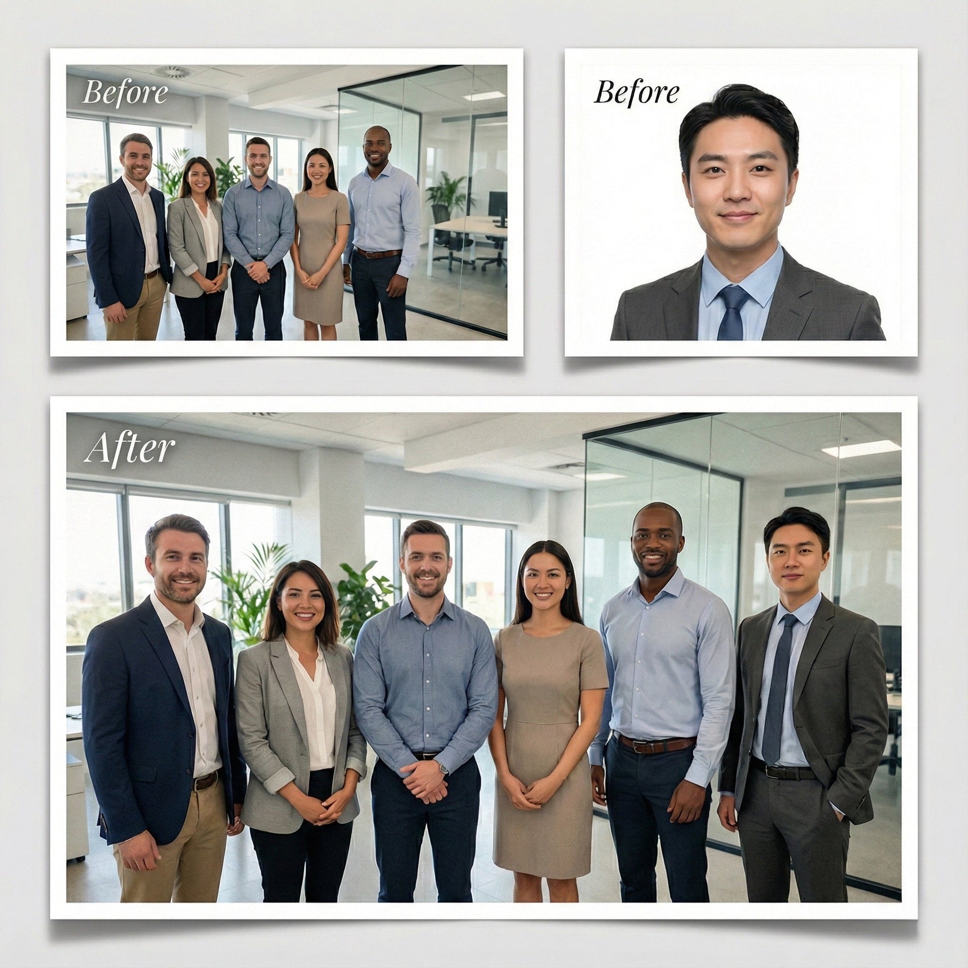 Add Person to Corporate Team Photo - Professional Group Merge & Business Suit Editing by Phoenix Tree Studio