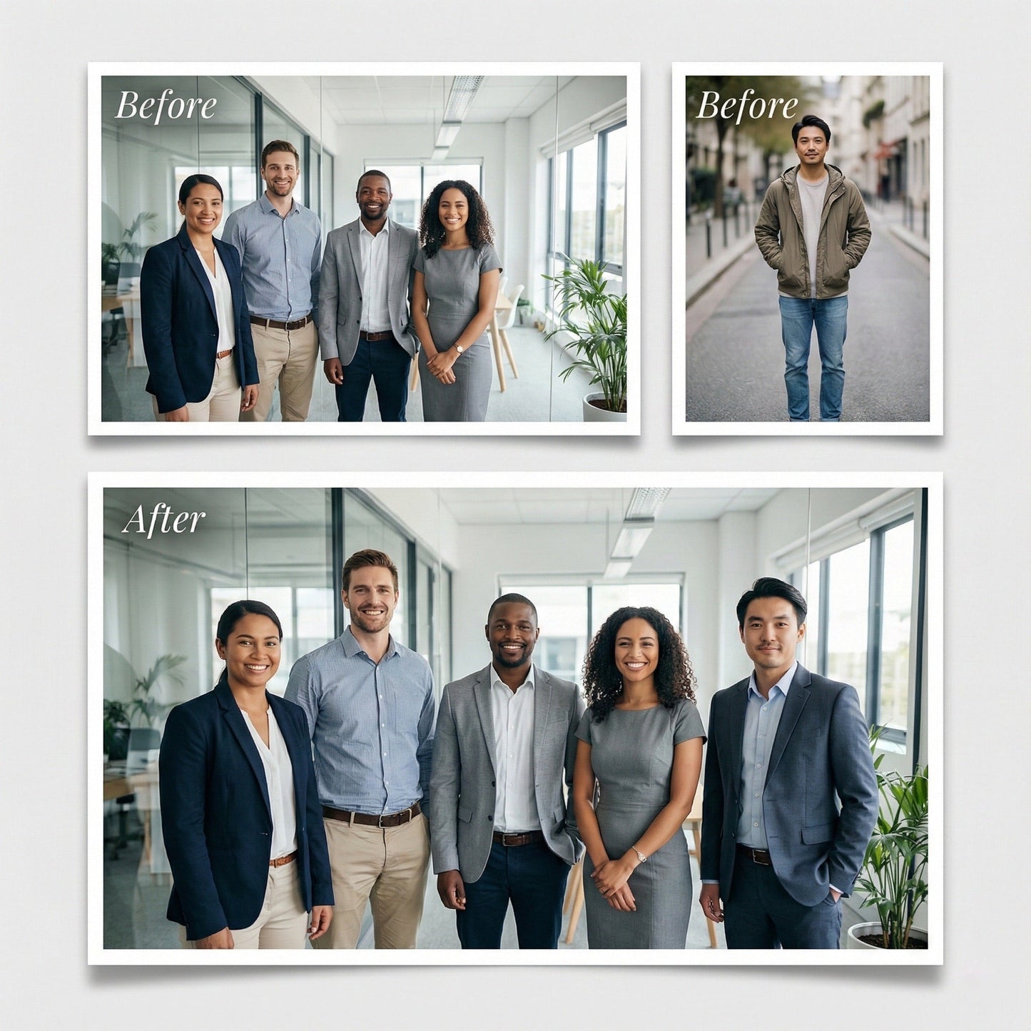 Add Person to Corporate Team Photo - Professional Group Merge & Business Suit Editing by Phoenix Tree Studio