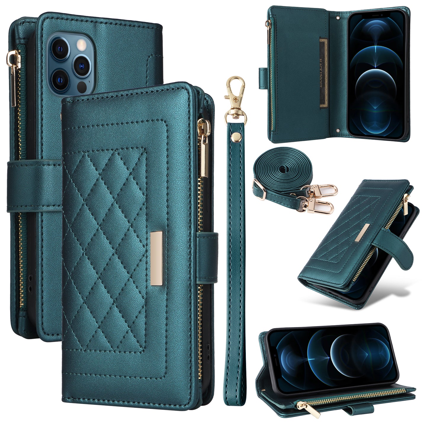 Phoenix Bespoke™: Luxury Quilted Crossbody Wallet Case with Zipper & Custom Stamping for Google Pixel 9/8/7 by Phoenix Tree Studio