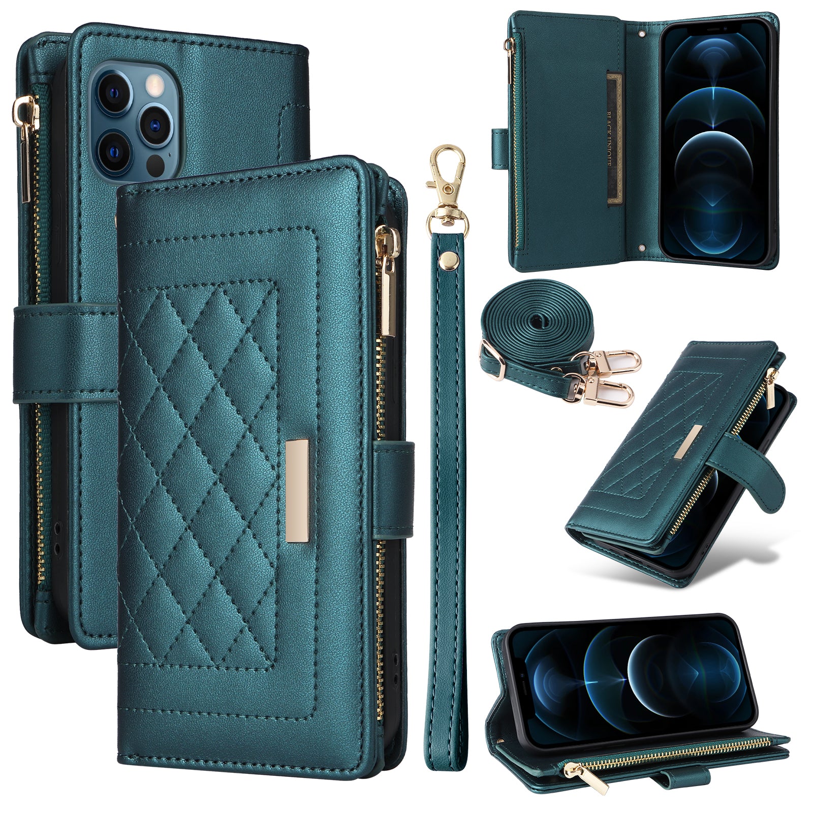 Phoenix Bespoke™: Luxury Quilted Crossbody Wallet Case with Zipper & Custom Stamping for Google Pixel 9/8/7 by Phoenix Tree Studio