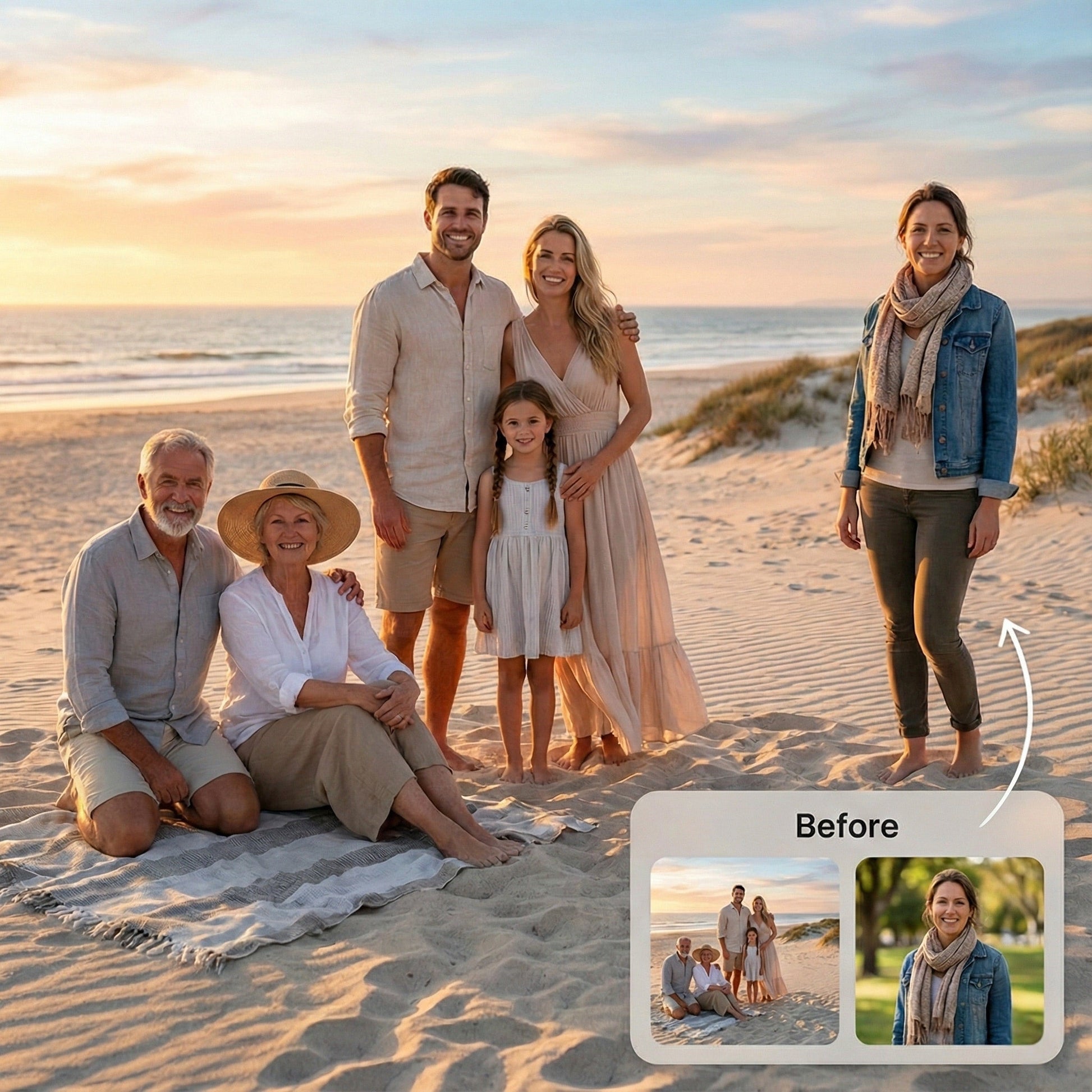 Add Person to Family Photo - Realistic Outdoor & Garden Portrait Merge by Phoenix Tree Studio
