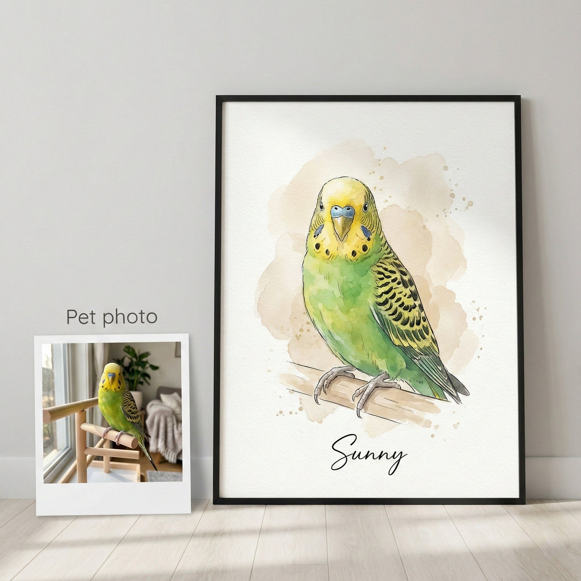 Custom Pet Watercolor Portrait - Any Animal (Rabbit, Bird, Hamster, Horse) - Digital Art by Phoenix Tree Studio