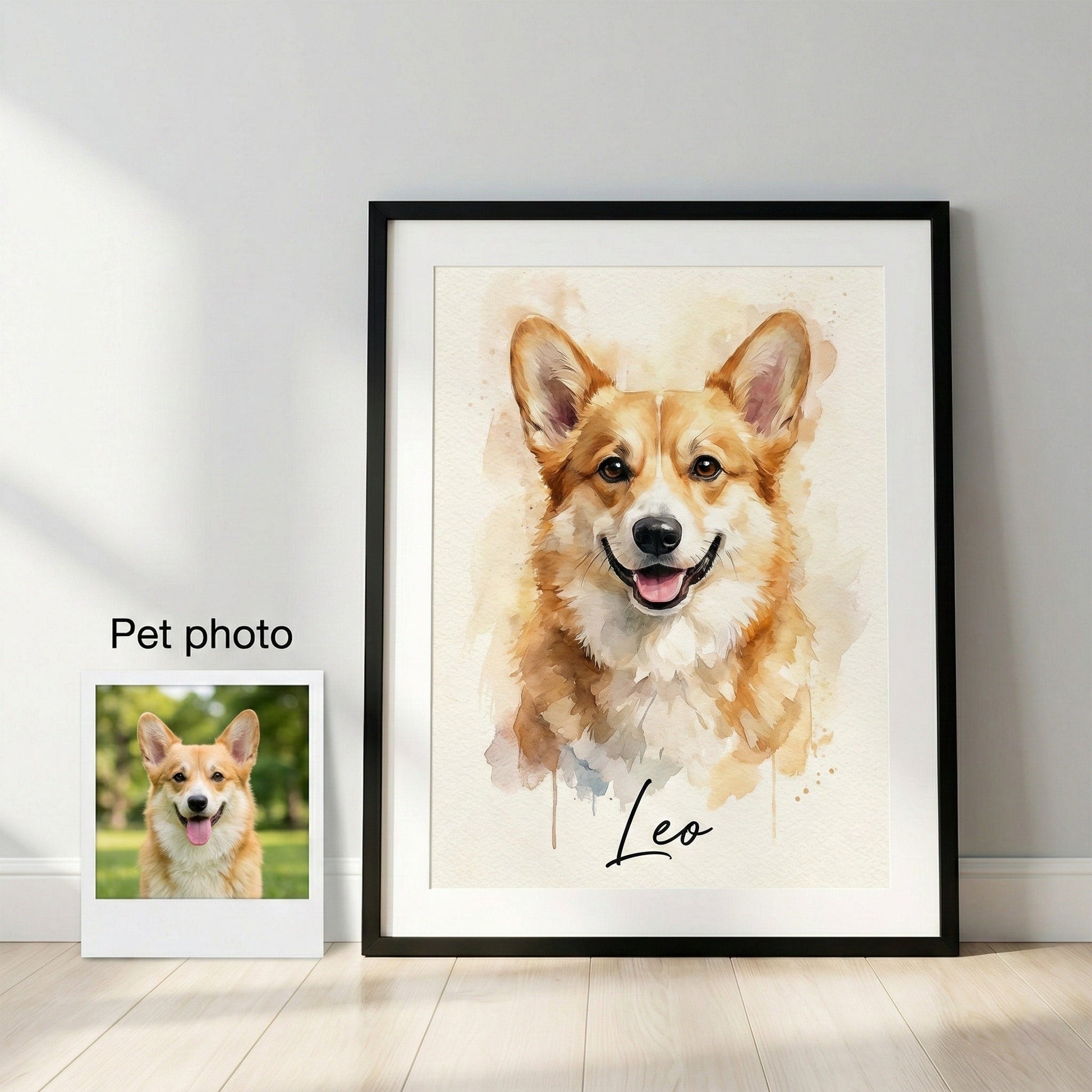 Custom Dog Watercolor Portrait - Digital Art from Dog Photo by Phoenix Tree Studio