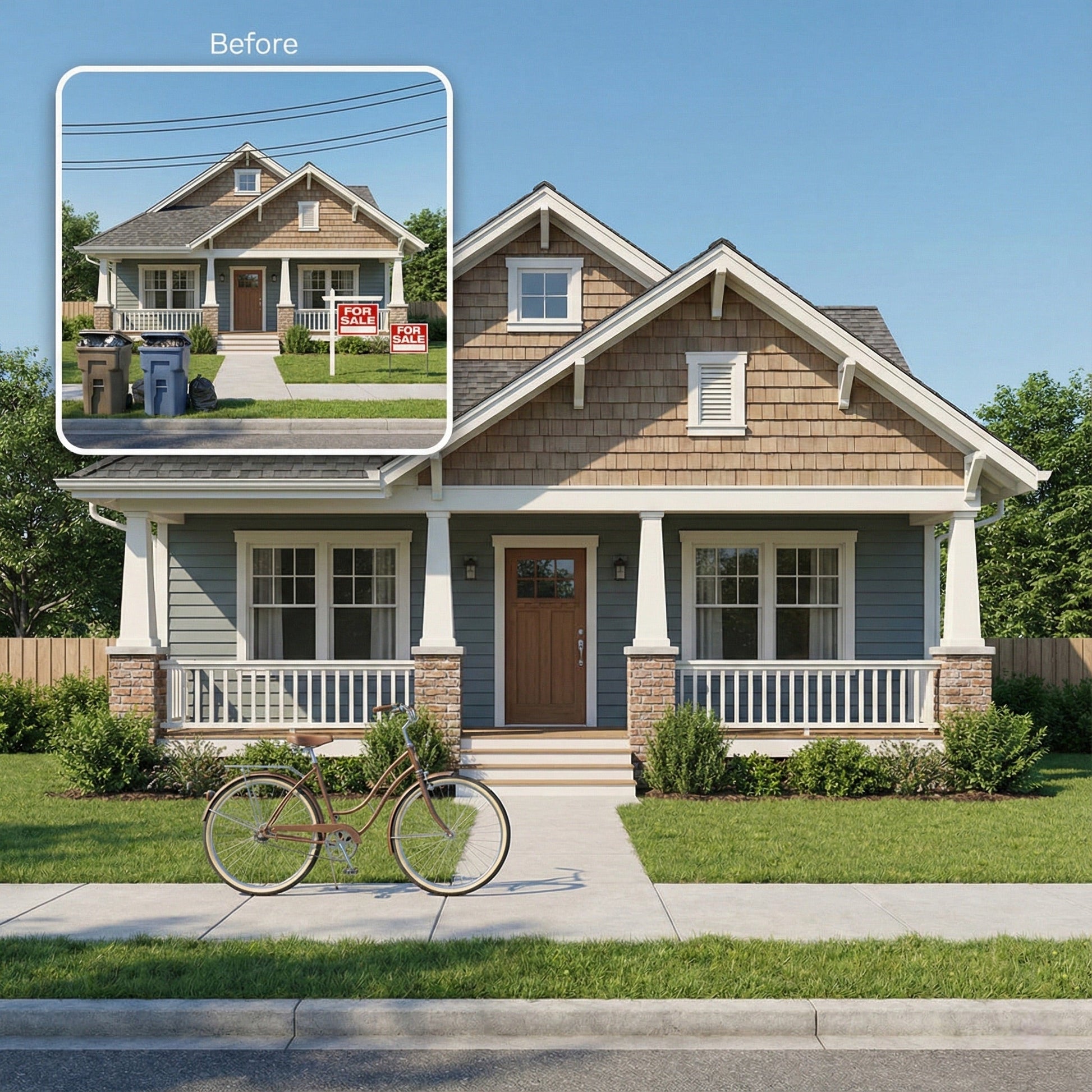 Remove Distracting Objects from Photo - Trash Cans, Wires & Signs Cleanup by Phoenix Tree Studio