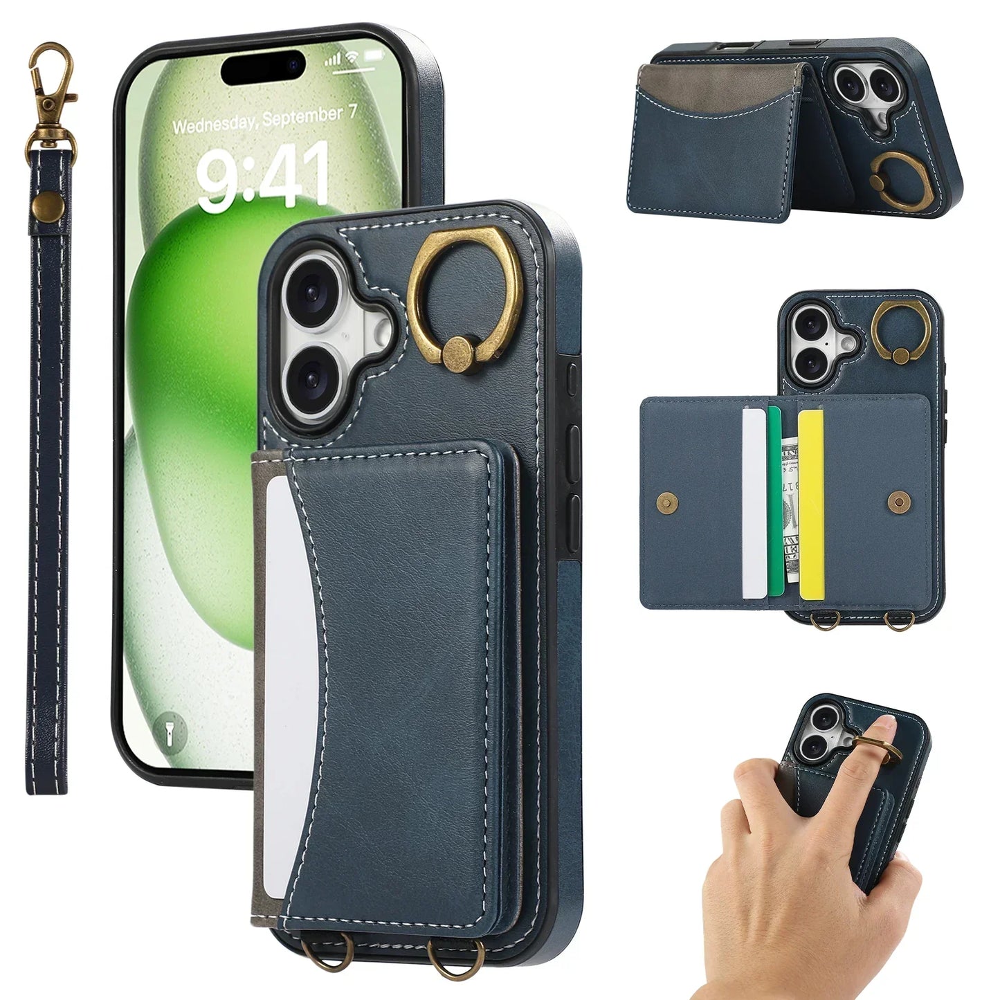 Phoenix Bespoke™: Chic Vegan Leather Wallet Case with Gold Ring for Google Pixel 9/8 by Phoenix Tree Studio