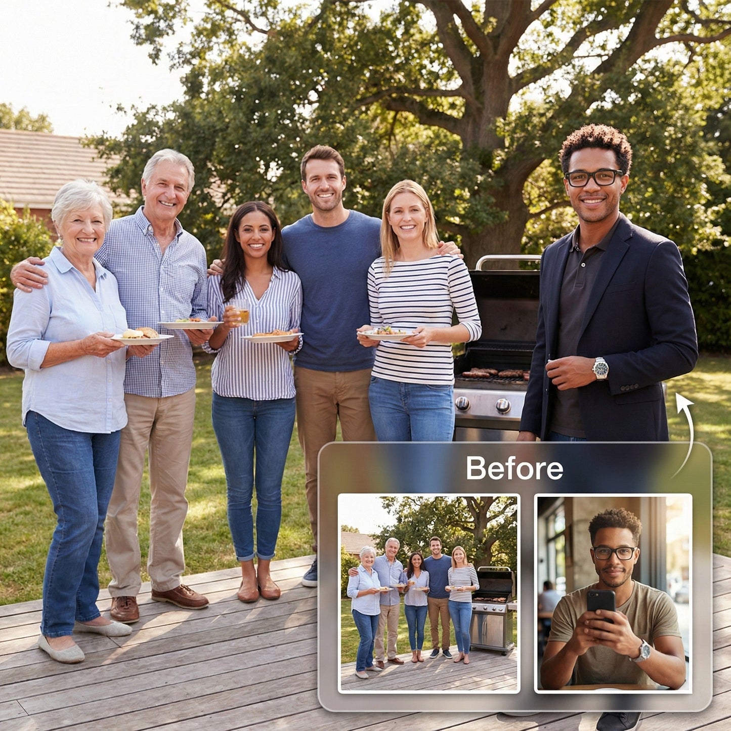 Add Person to Family Photo - Realistic Outdoor & Garden Portrait Merge by Phoenix Tree Studio