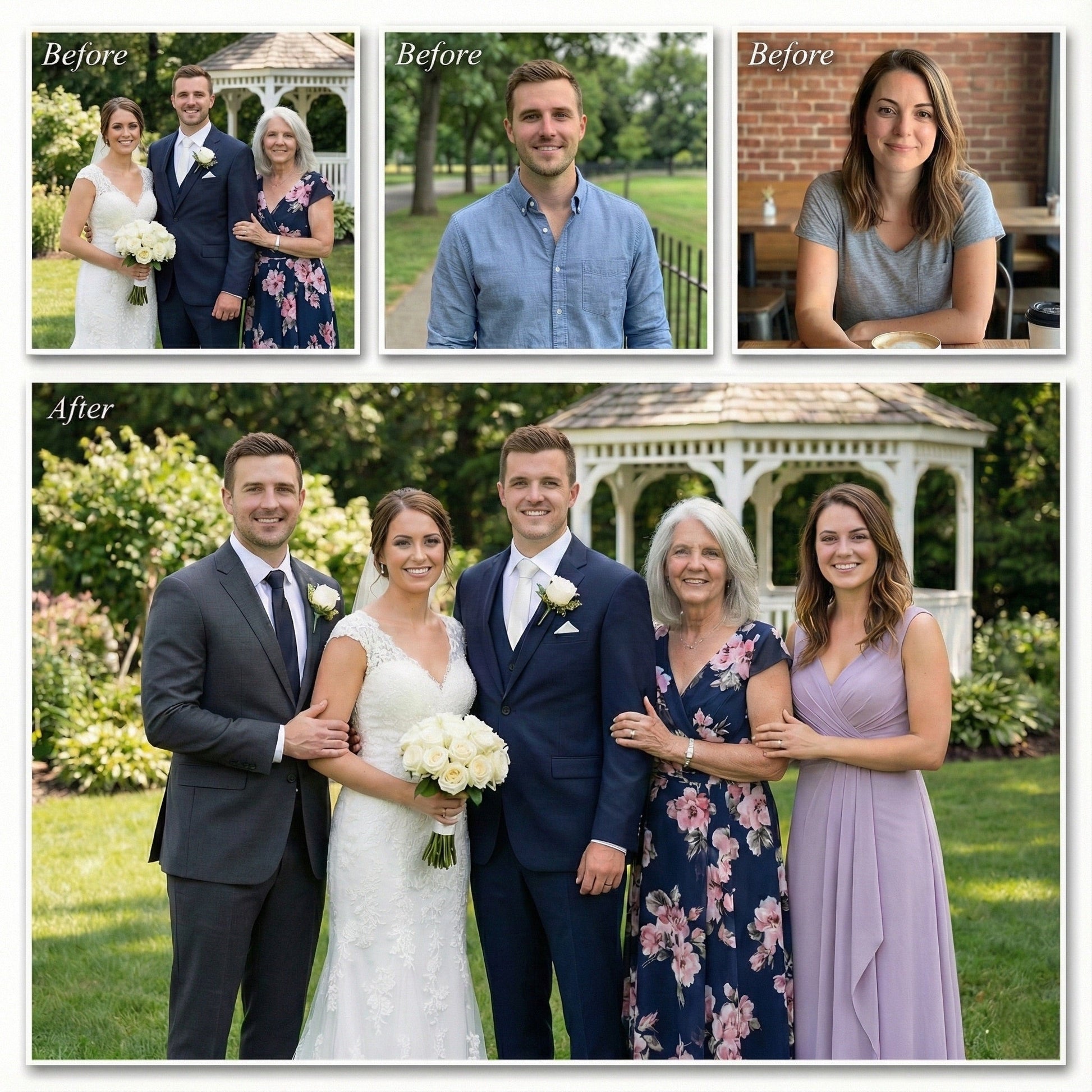 Add Deceased Loved One to Wedding Photo - Realistic Memorial Portrait & Outfit Change by Phoenix Tree Studio