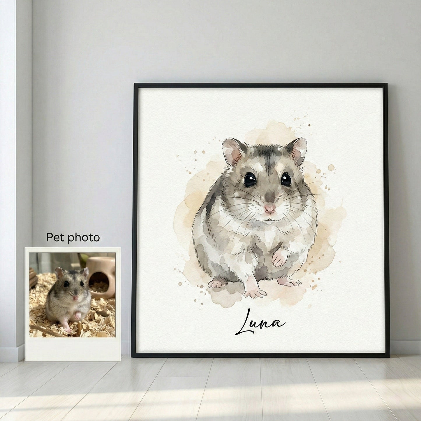 Custom Pet Watercolor Portrait - Any Animal (Rabbit, Bird, Hamster, Horse) - Digital Art by Phoenix Tree Studio