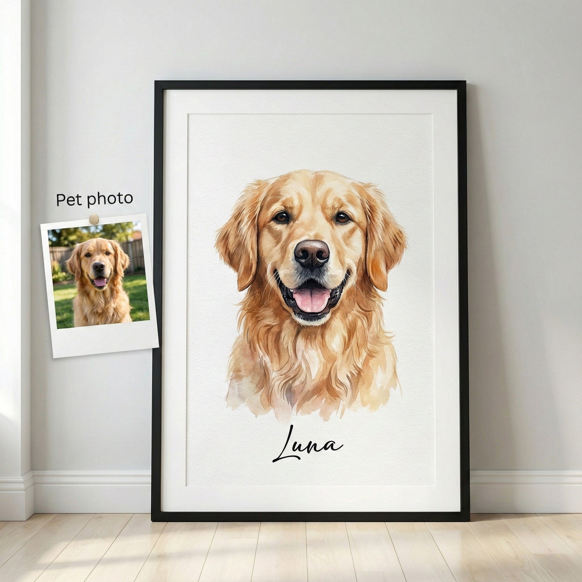 Custom Dog Watercolor Portrait - Digital Art from Dog Photo by Phoenix Tree Studio