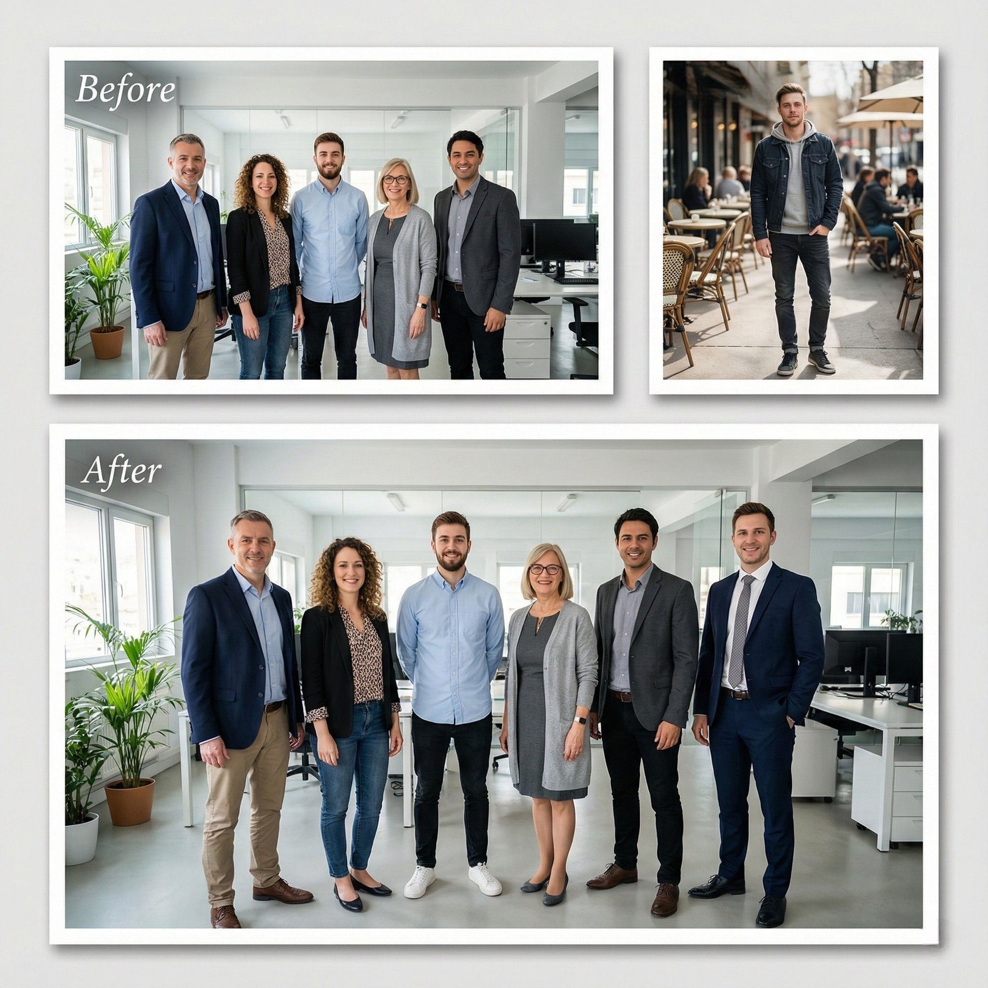 Add Person to Corporate Team Photo - Professional Group Merge & Business Suit Editing by Phoenix Tree Studio