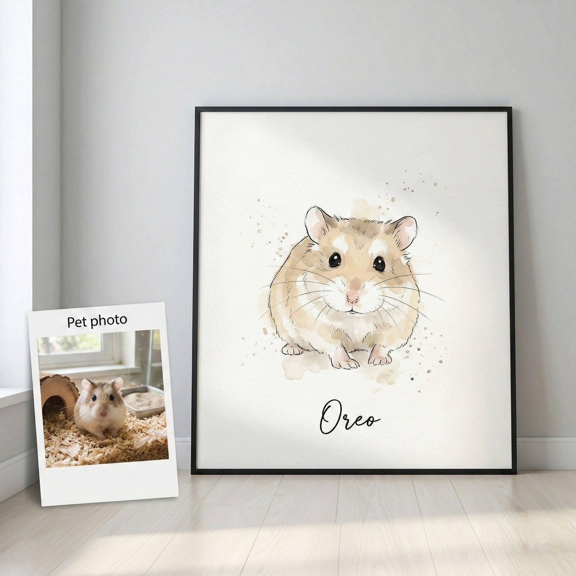 Custom Pet Watercolor Portrait - Any Animal (Rabbit, Bird, Hamster, Horse) - Digital Art by Phoenix Tree Studio