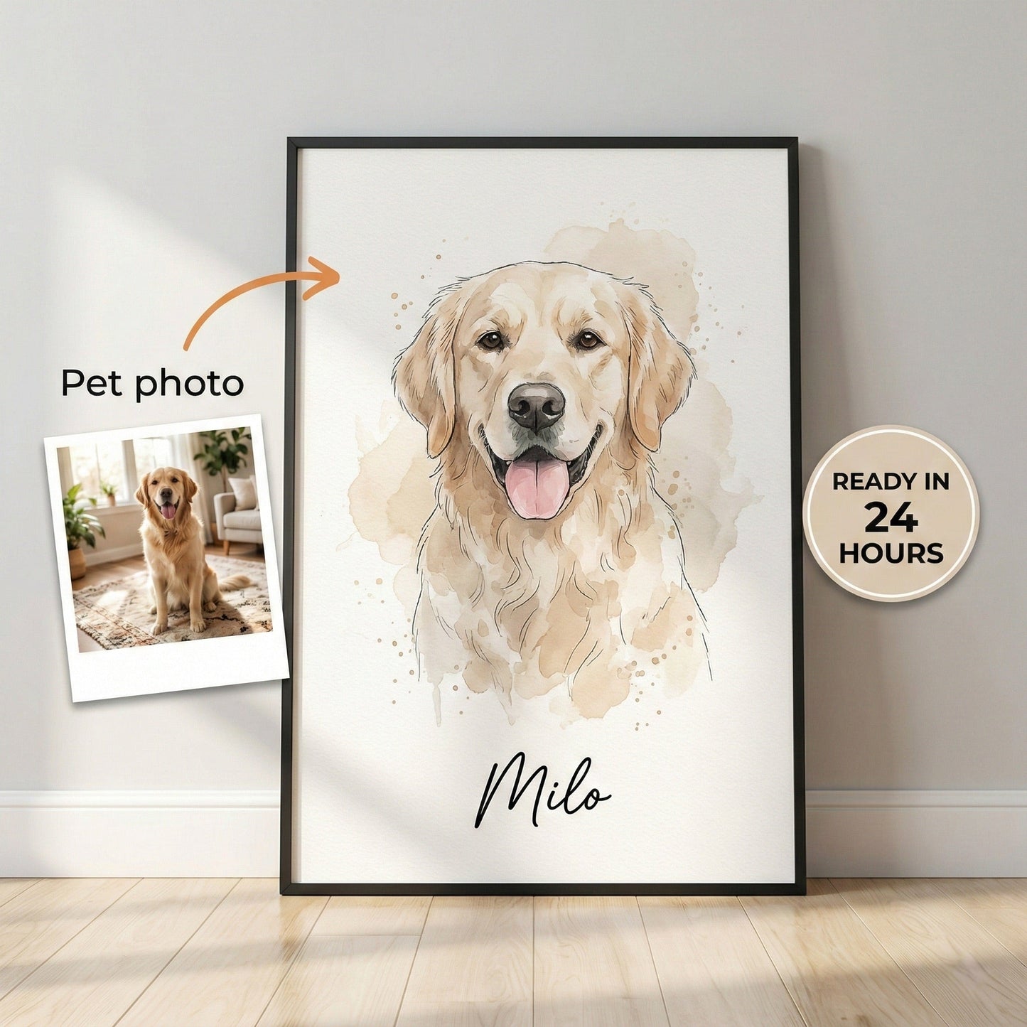 Custom Dog Watercolor Portrait - Digital Art from Dog Photo by Phoenix Tree Studio