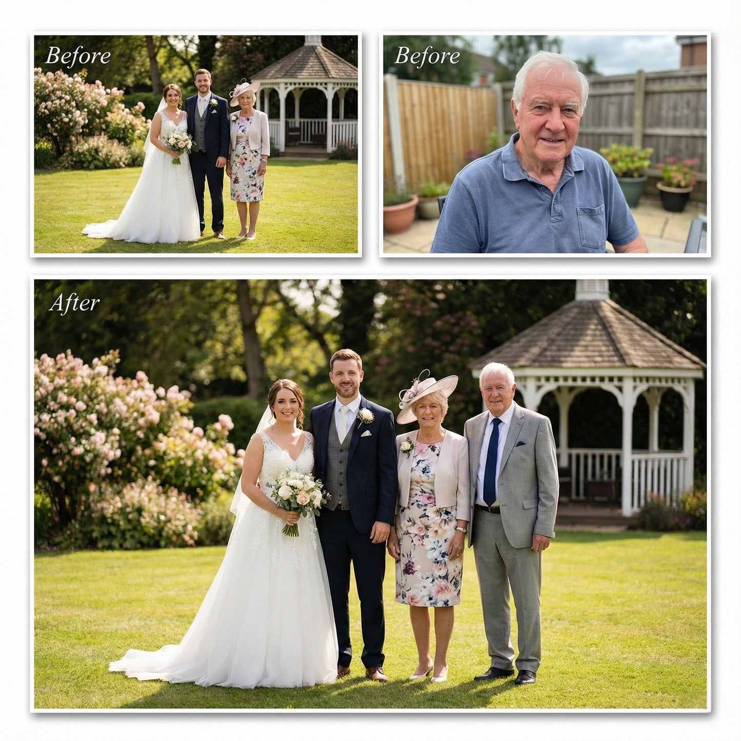 Add Deceased Loved One to Wedding Photo - Realistic Memorial Portrait & Outfit Change by Phoenix Tree Studio