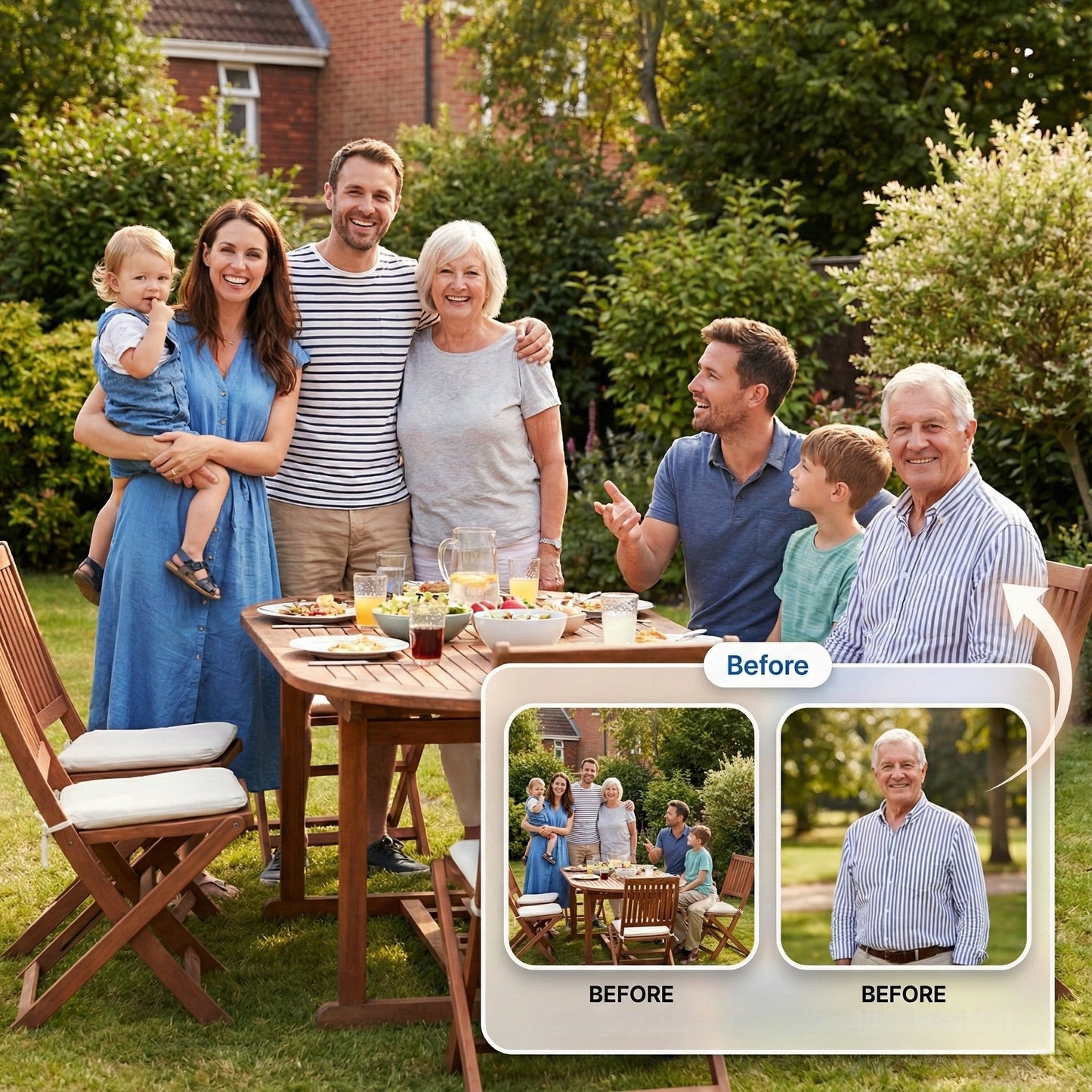 Add Person to Family Photo - Realistic Outdoor & Garden Portrait Merge by Phoenix Tree Studio