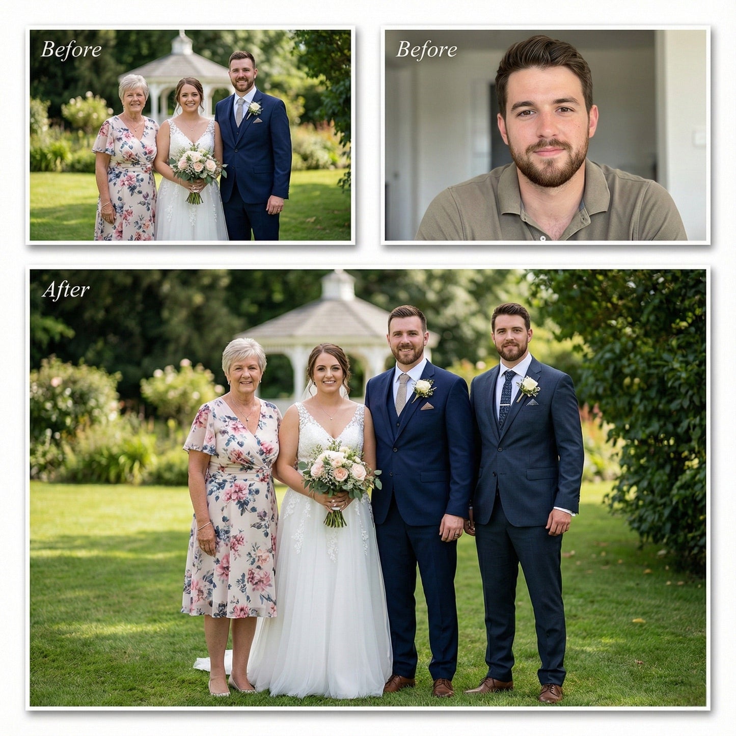 Add Deceased Loved One to Wedding Photo - Realistic Memorial Portrait & Outfit Change by Phoenix Tree Studio