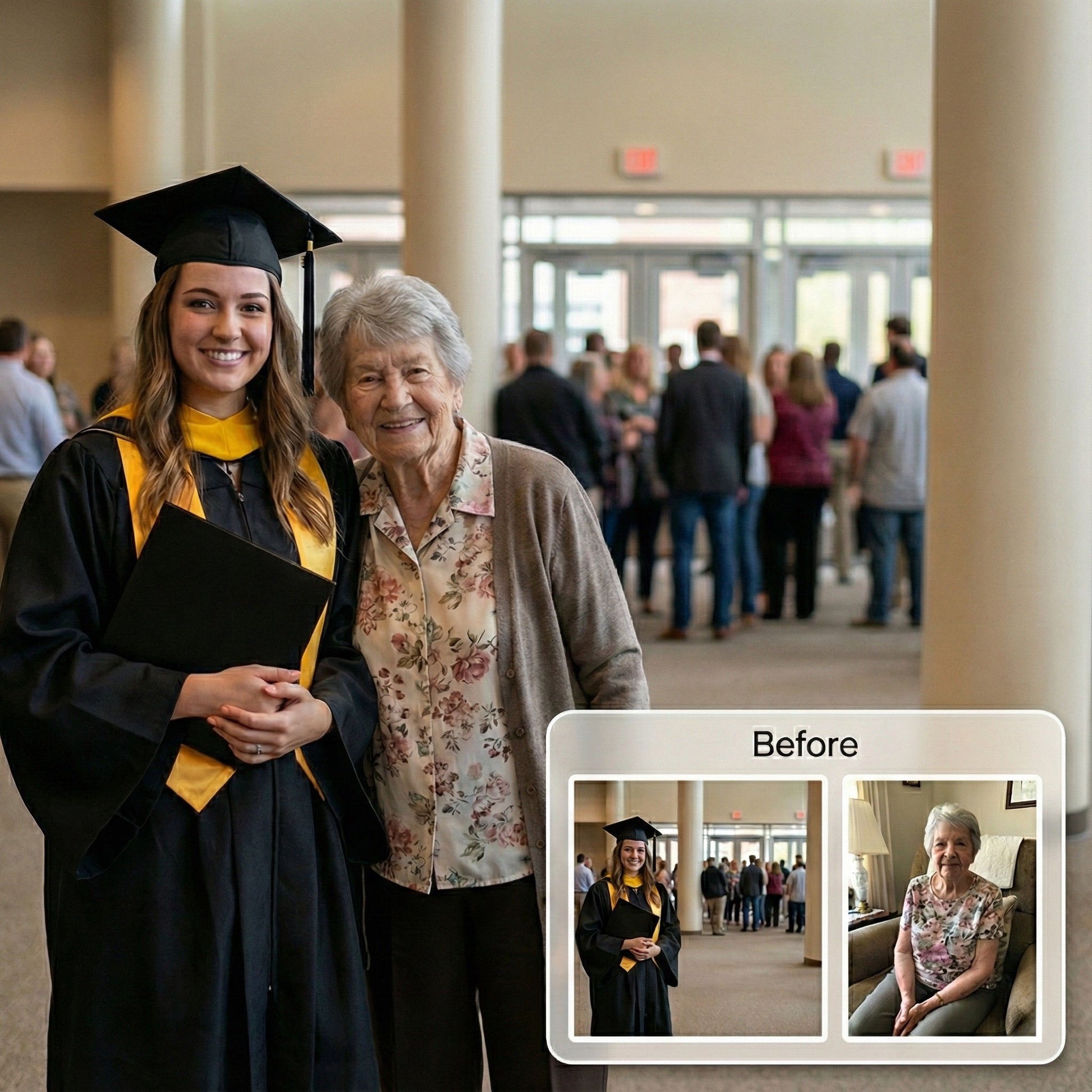 Add Missing Family to Graduation Photo - Realistic Campus Portrait Merge by Phoenix Tree Studio