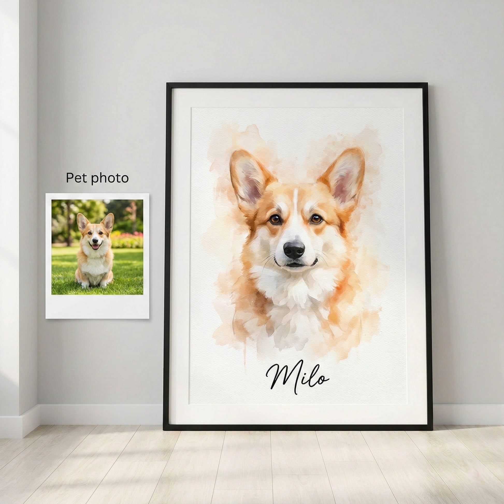 Custom Dog Watercolor Portrait - Digital Art from Dog Photo by Phoenix Tree Studio