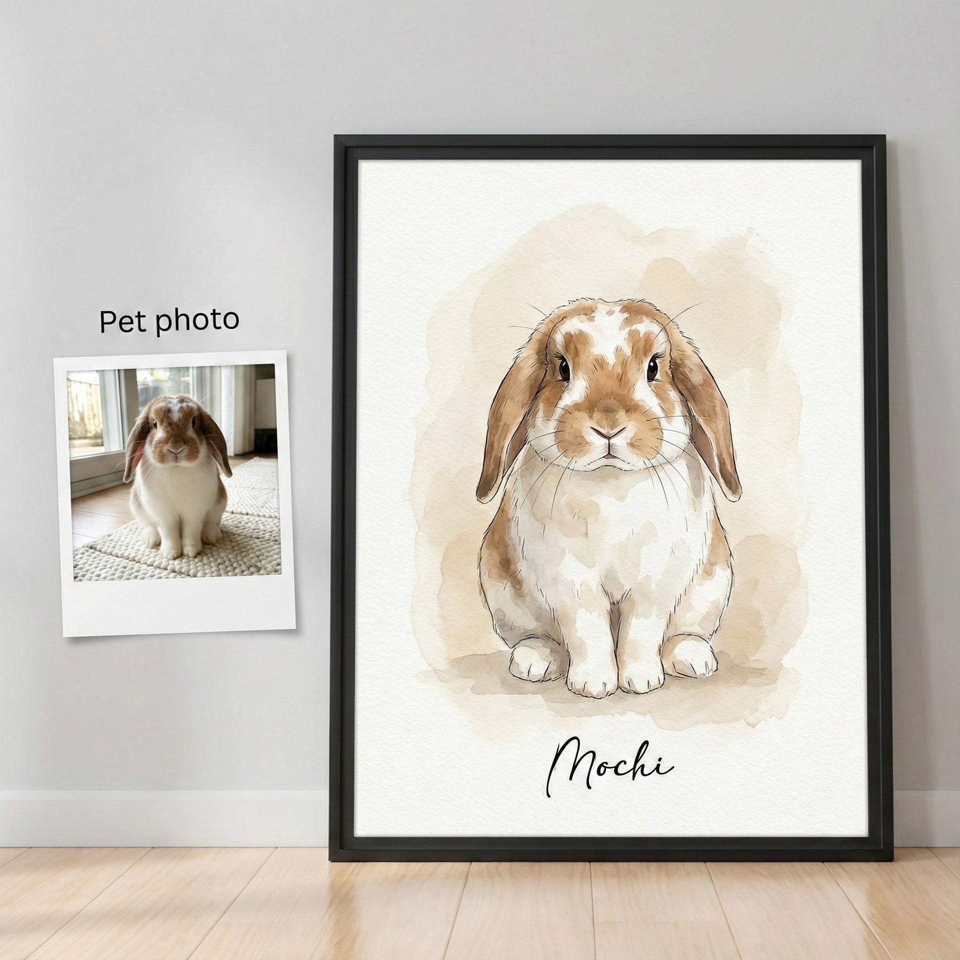 Custom Pet Watercolor Portrait - Any Animal (Rabbit, Bird, Hamster, Horse) - Digital Art by Phoenix Tree Studio