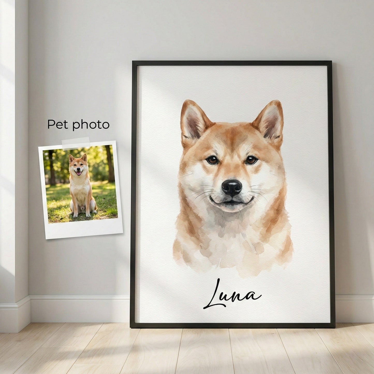 Custom Dog Watercolor Portrait - Digital Art from Dog Photo by Phoenix Tree Studio