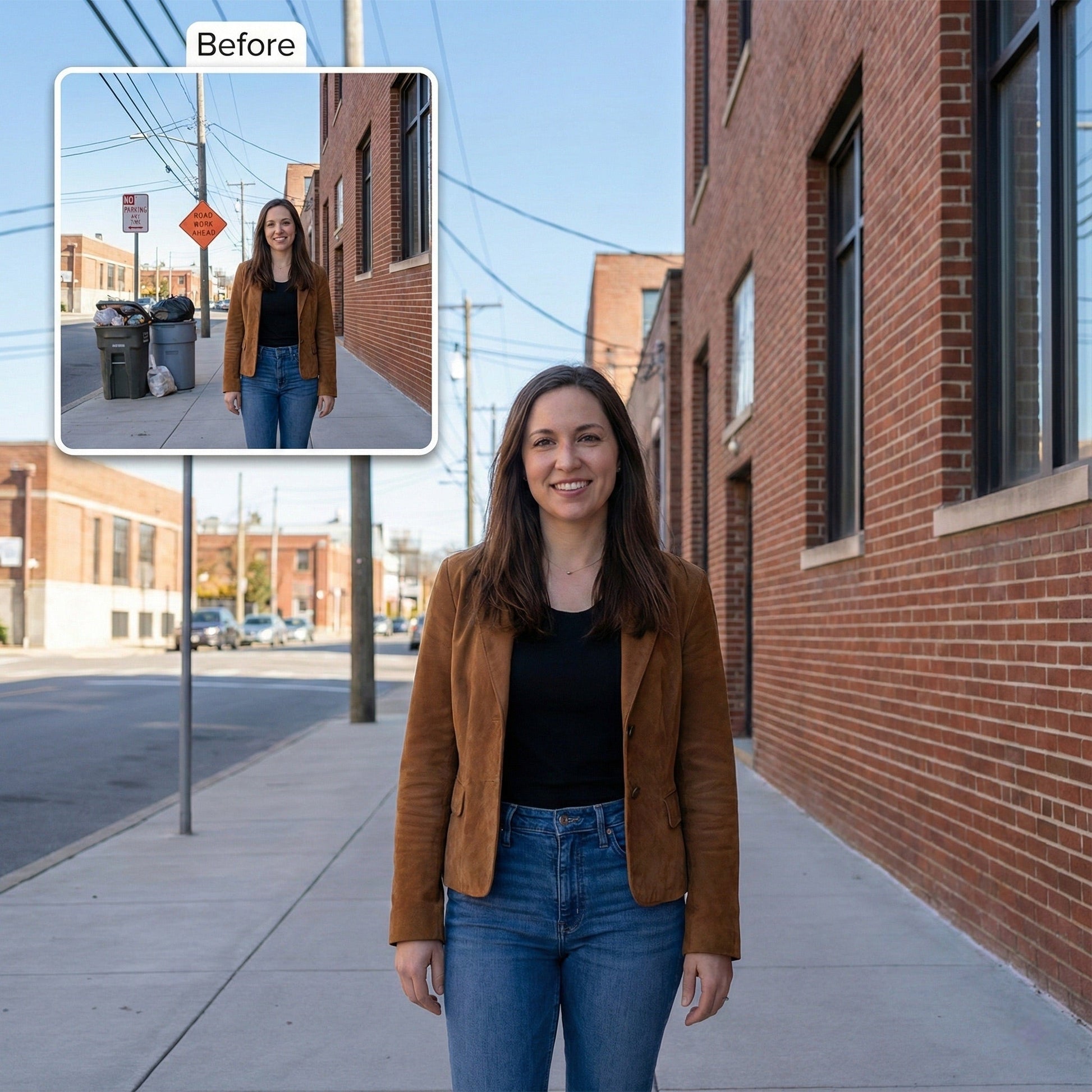 Remove Distracting Objects from Photo - Trash Cans, Wires & Signs Cleanup by Phoenix Tree Studio