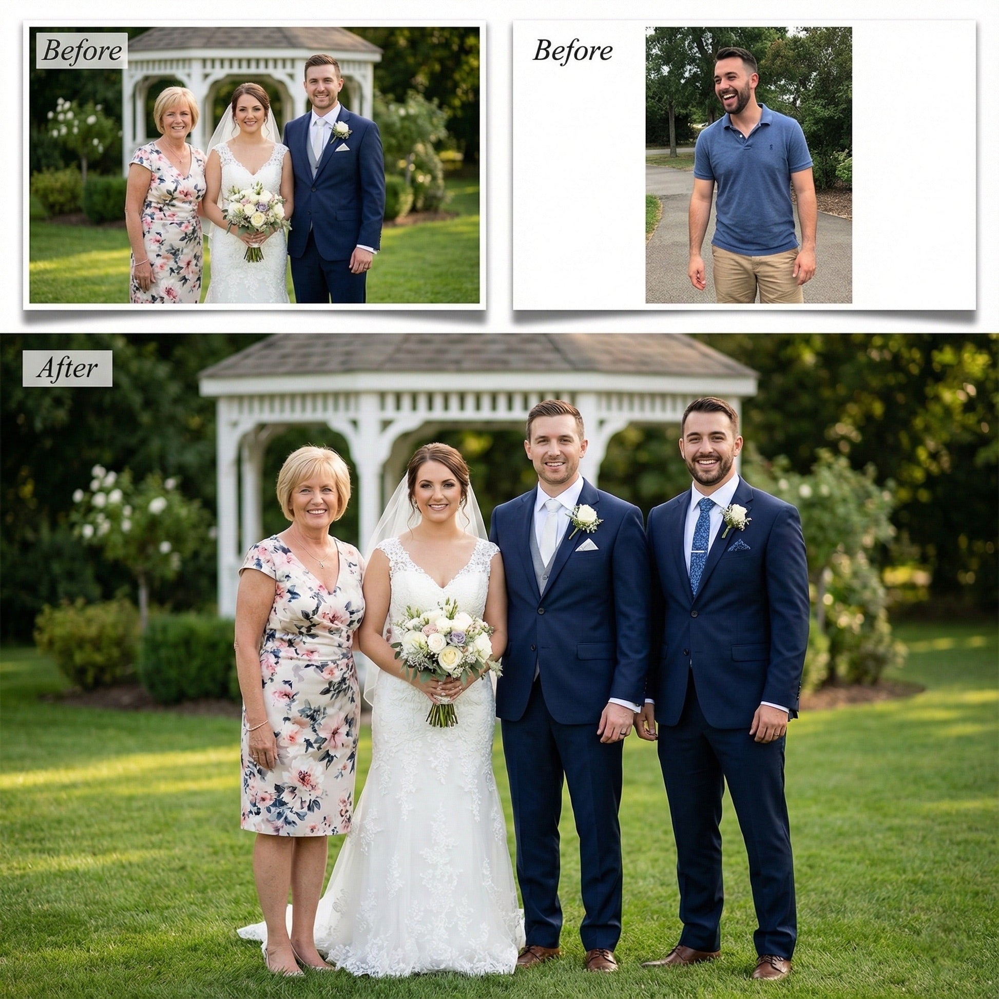 Add Deceased Loved One to Wedding Photo - Realistic Memorial Portrait & Outfit Change by Phoenix Tree Studio