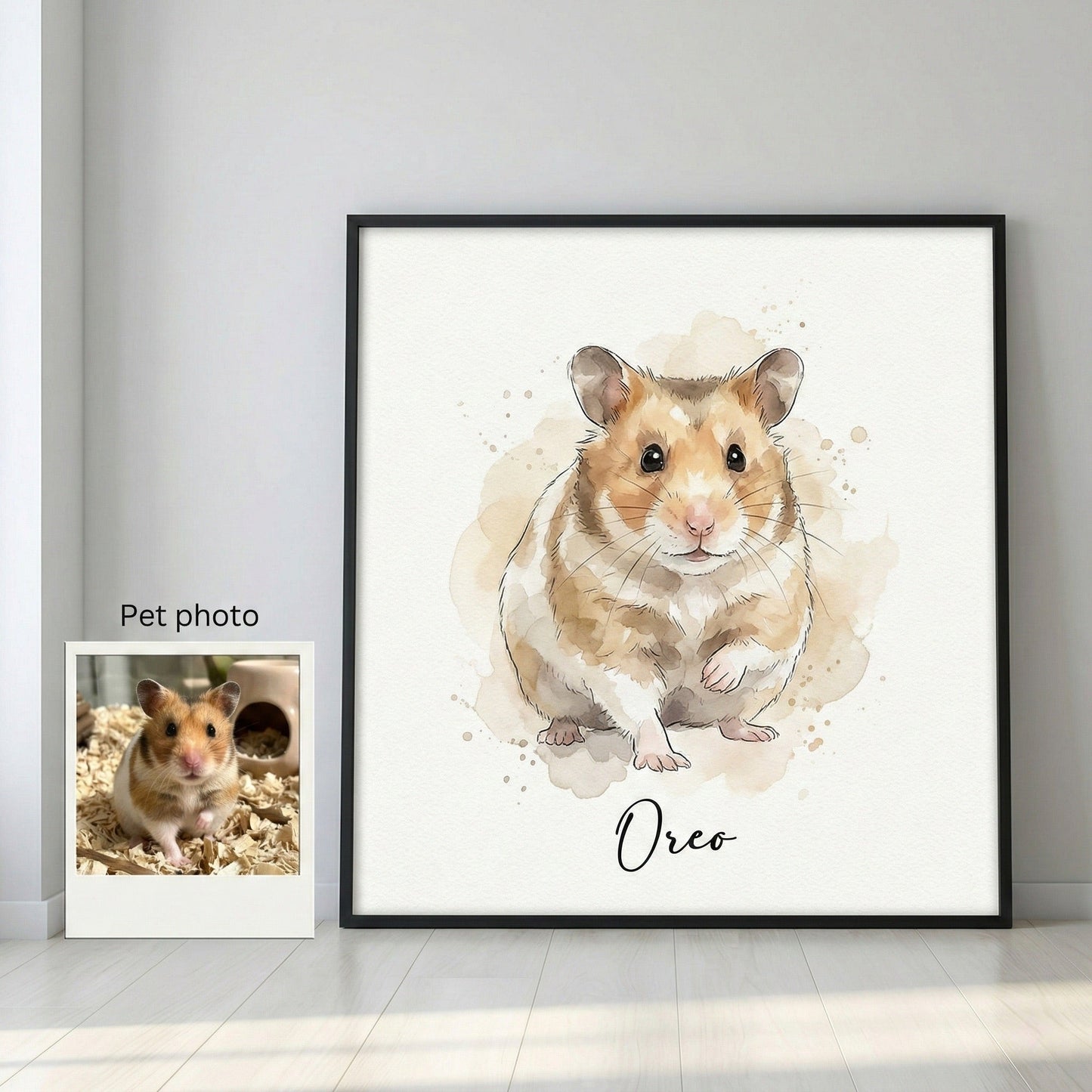 Custom Pet Watercolor Portrait - Any Animal (Rabbit, Bird, Hamster, Horse) - Digital Art by Phoenix Tree Studio