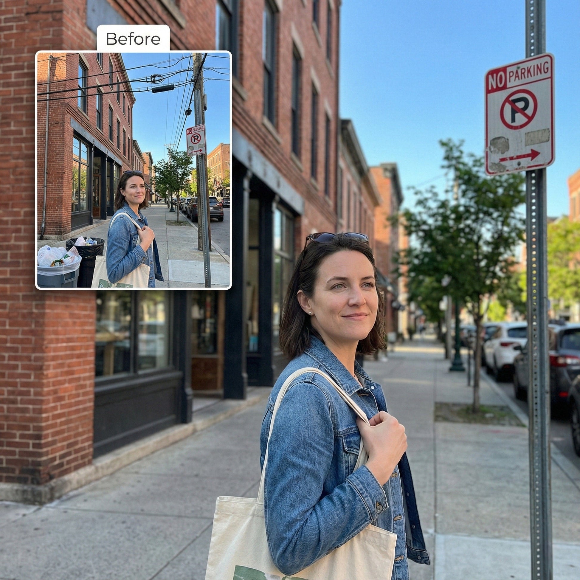 Remove Distracting Objects from Photo - Trash Cans, Wires & Signs Cleanup by Phoenix Tree Studio