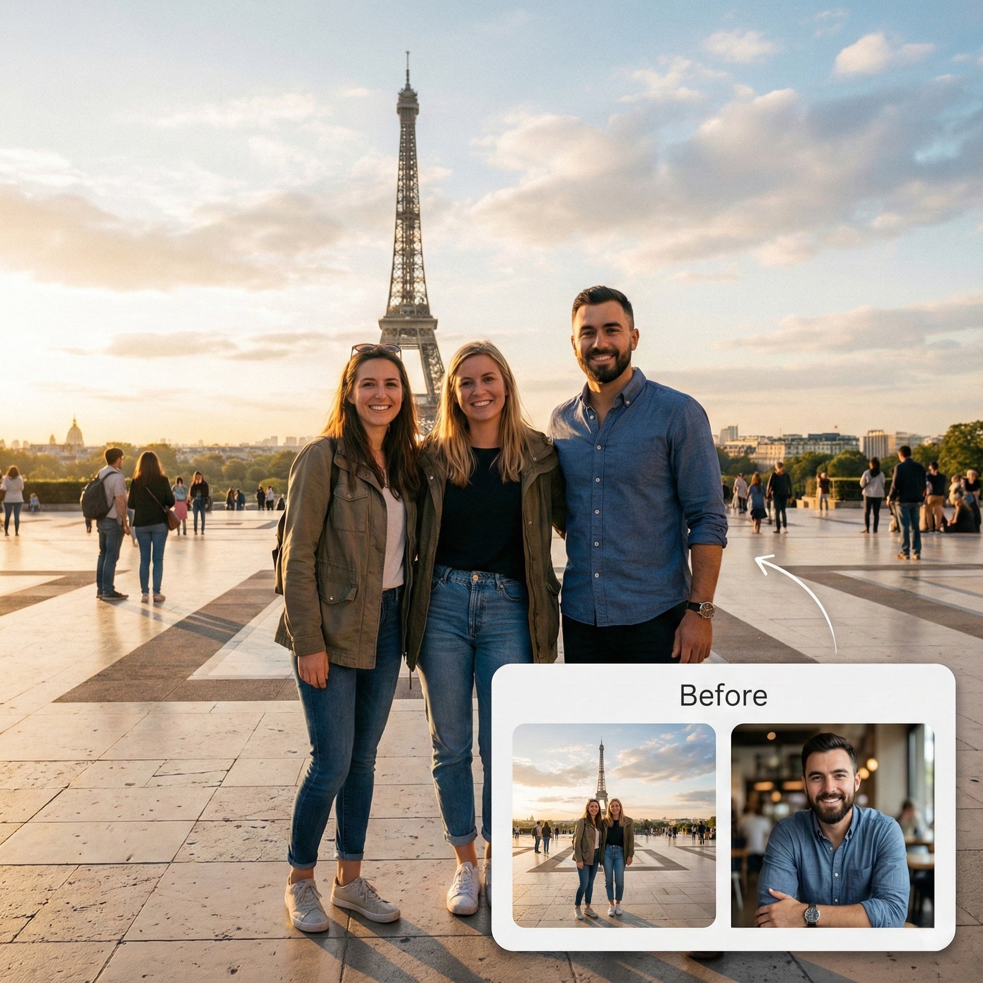 Add Missing Friend to Vacation Photo - Realistic Travel Memory Merge by Phoenix Tree Studio
