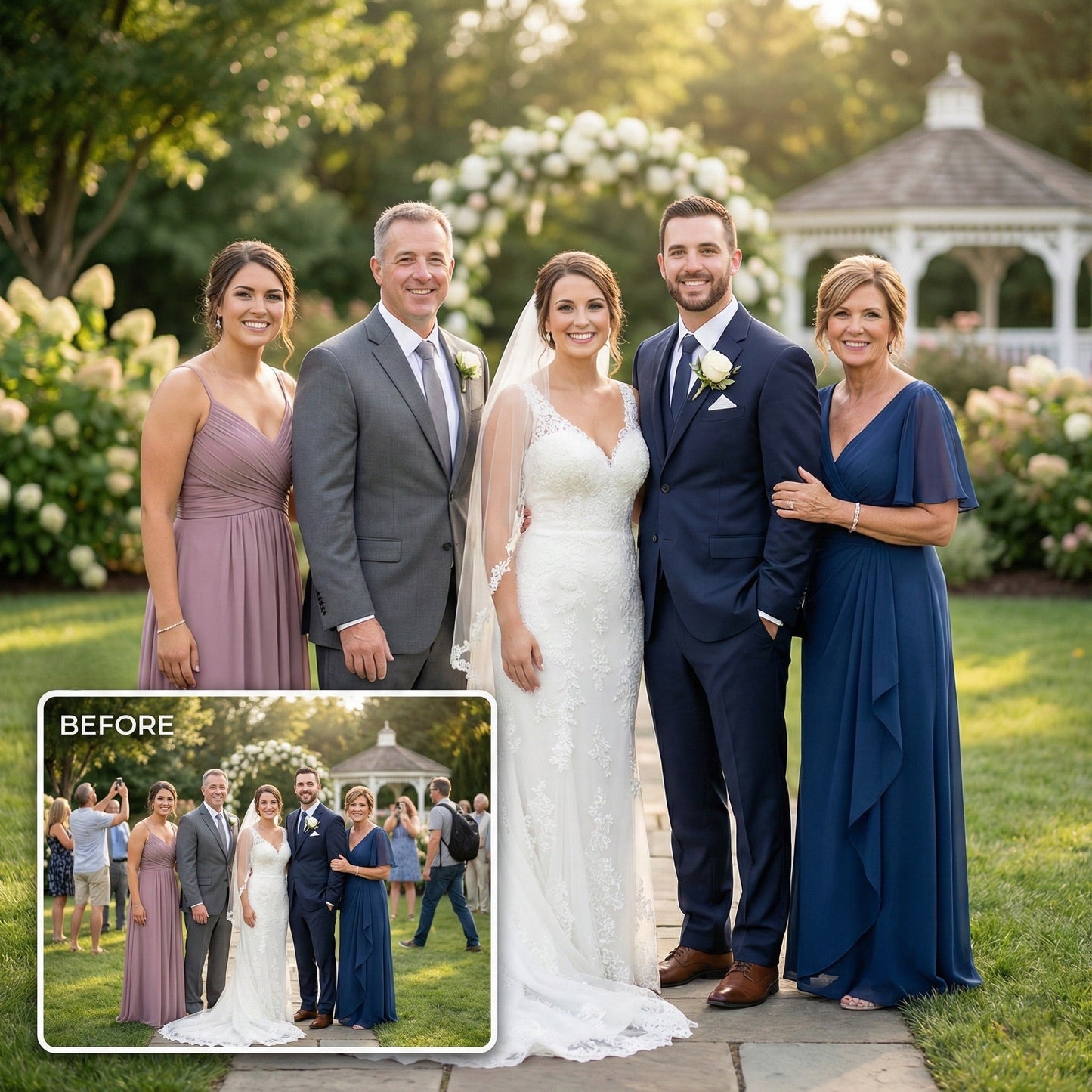 Wedding Photo Rescue: Remove Guests, Staff, or Strangers from Background by Phoenix Tree Studio