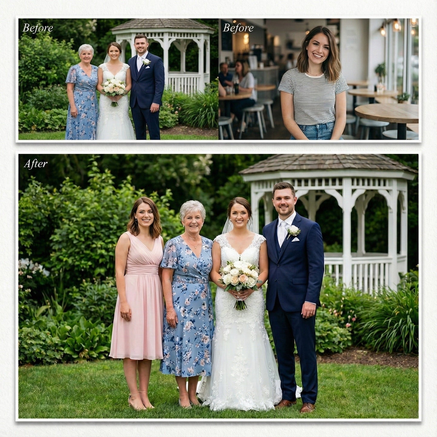 Add Deceased Loved One to Wedding Photo - Realistic Memorial Portrait & Outfit Change by Phoenix Tree Studio