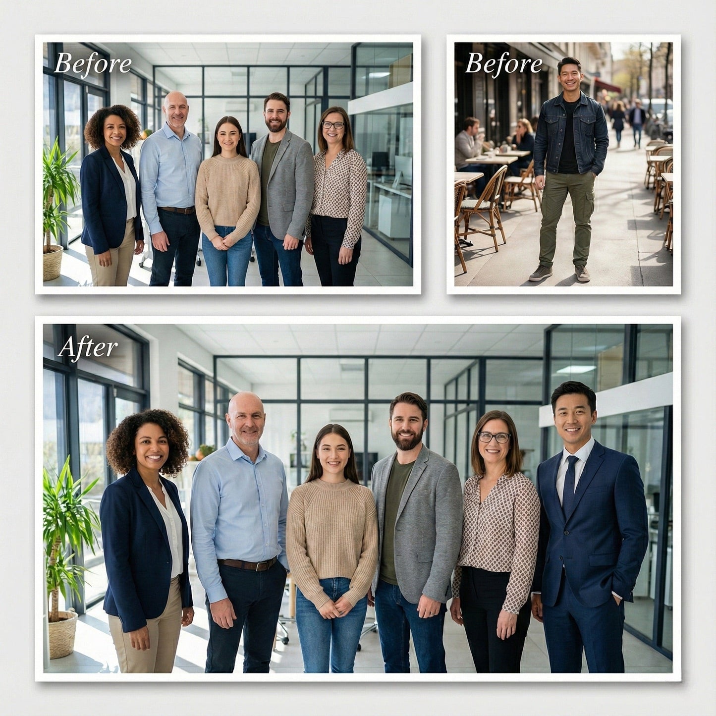 Add Person to Corporate Team Photo - Professional Group Merge & Business Suit Editing by Phoenix Tree Studio