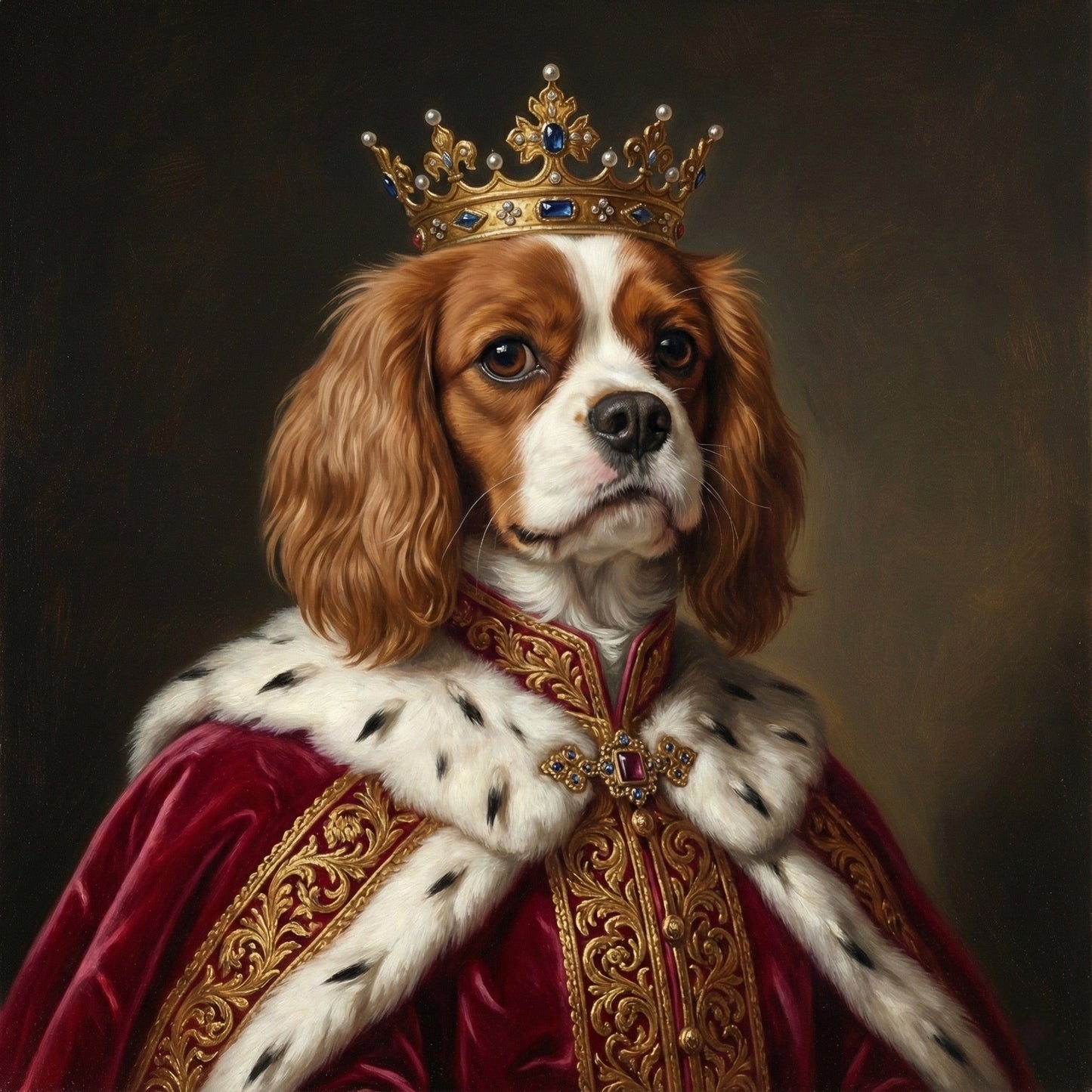 Custom Renaissance Pet Portrait - Royal Style Digital Oil Painting by Phoenix Tree Studio