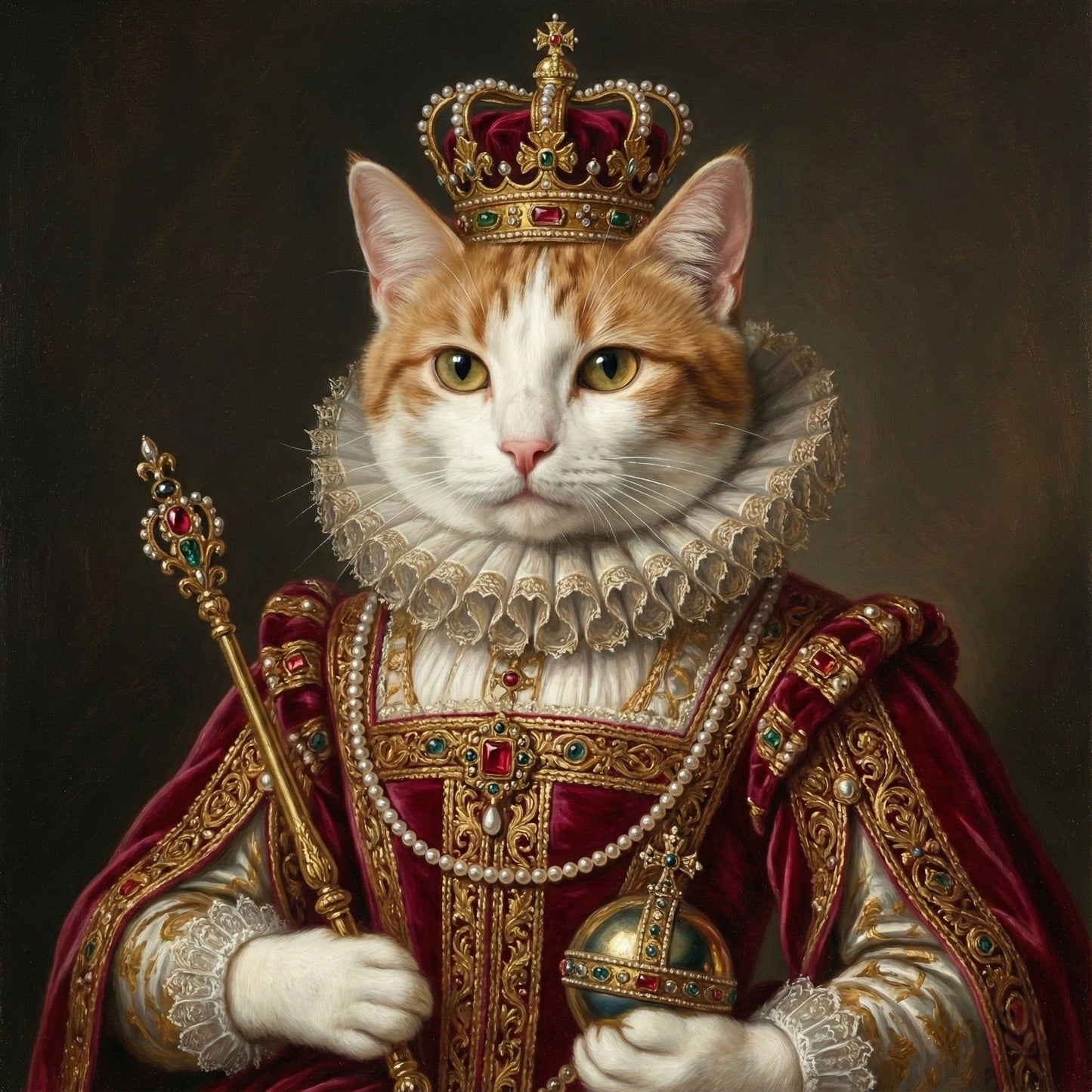 Custom Renaissance Pet Portrait - Royal Style Digital Oil Painting by Phoenix Tree Studio