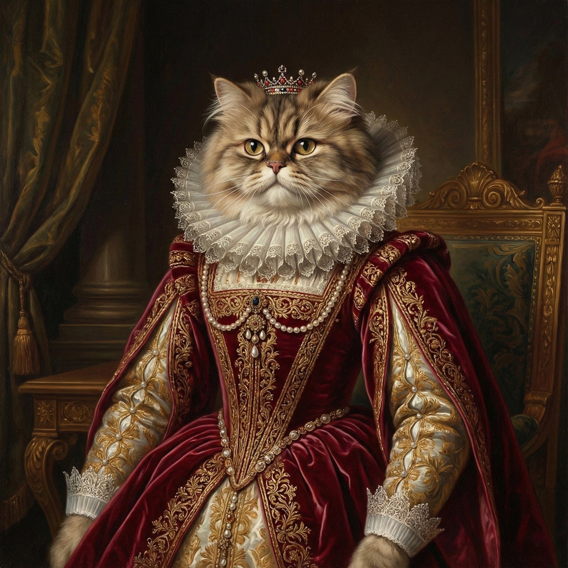 Custom Renaissance Pet Portrait - Royal Style Digital Oil Painting by Phoenix Tree Studio